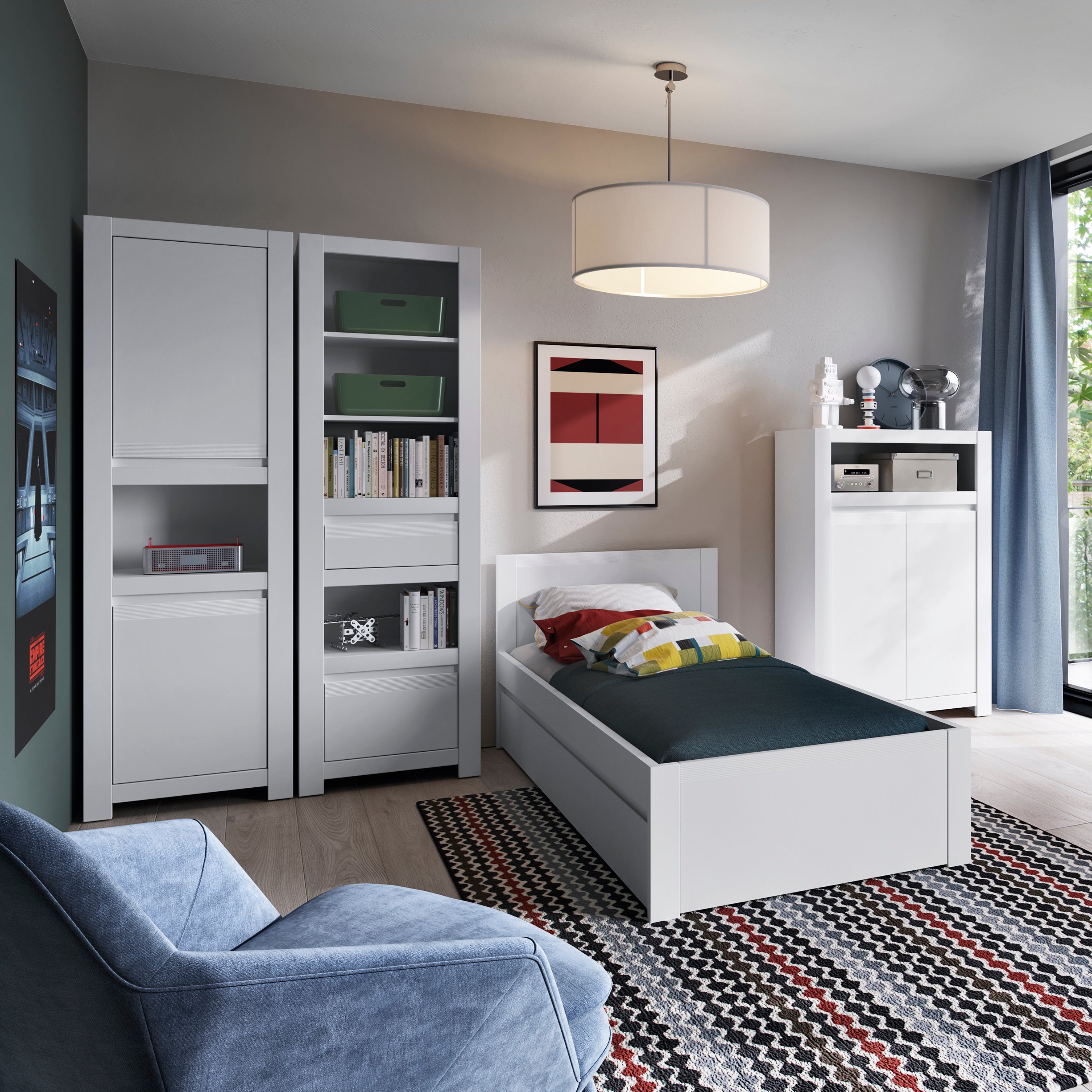 Novi 2 Drawer Bookcase in Alpine White