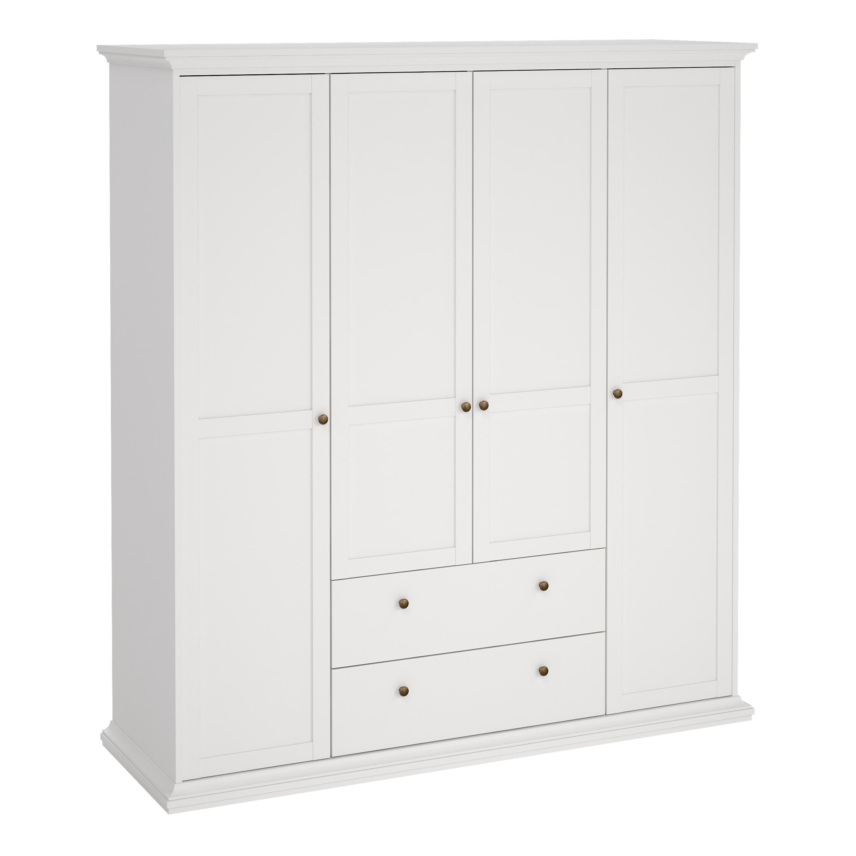 Paris Wardrobe with 4 Doors and 2 Drawers in White