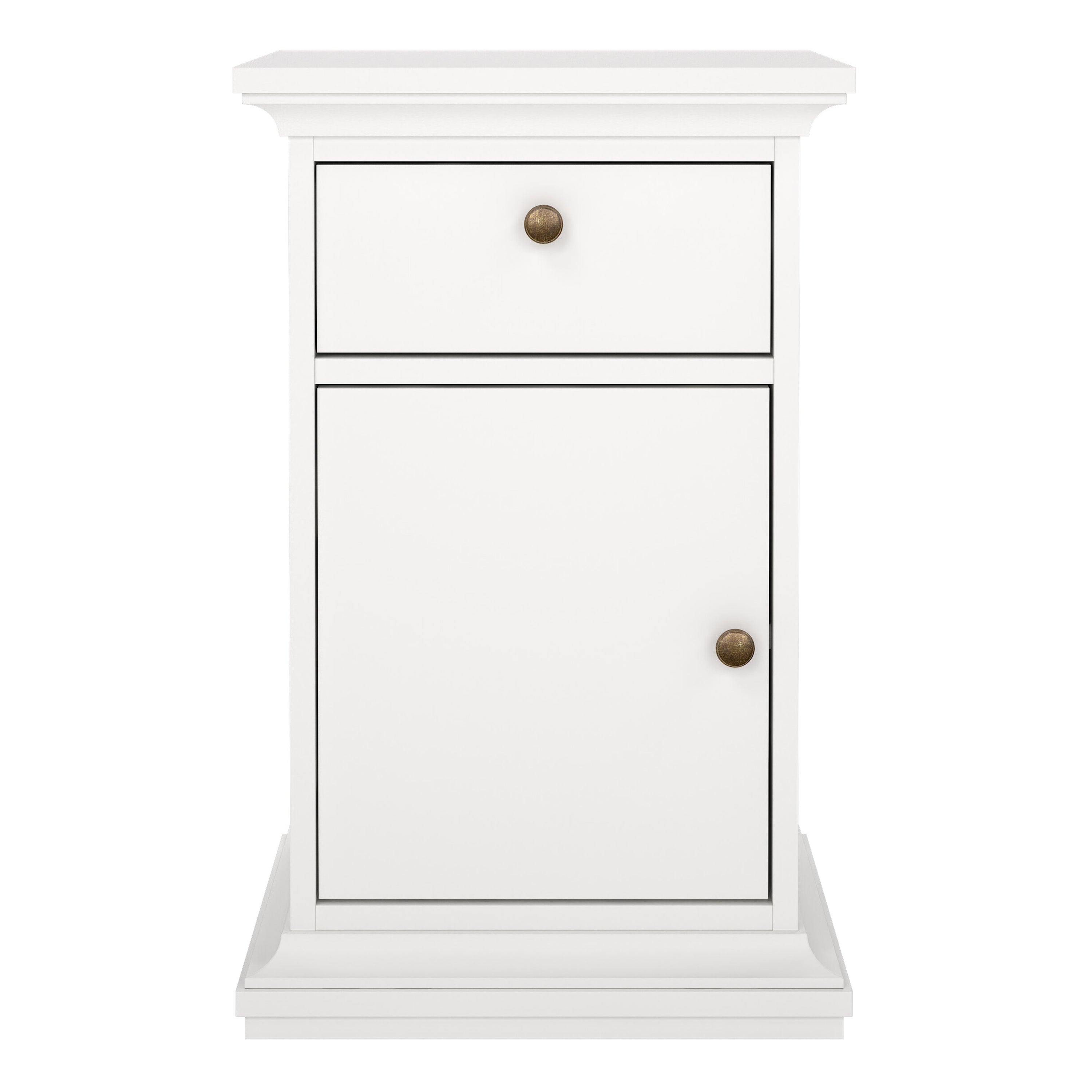 Paris Nightstand 1 Door + 1 Drawer in White