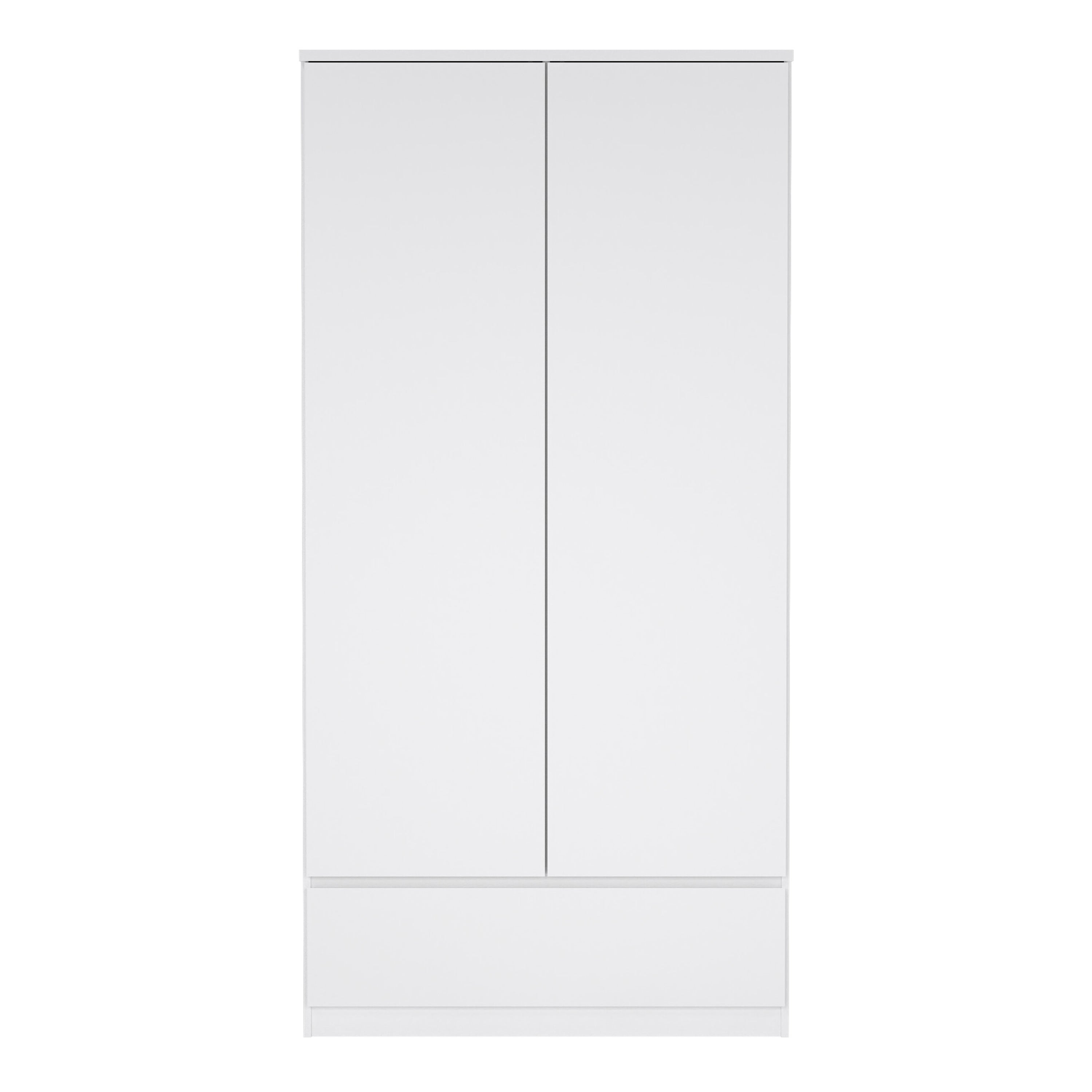 Naia Wardrobe with 2 Doors 1 Drawer in White High Gloss