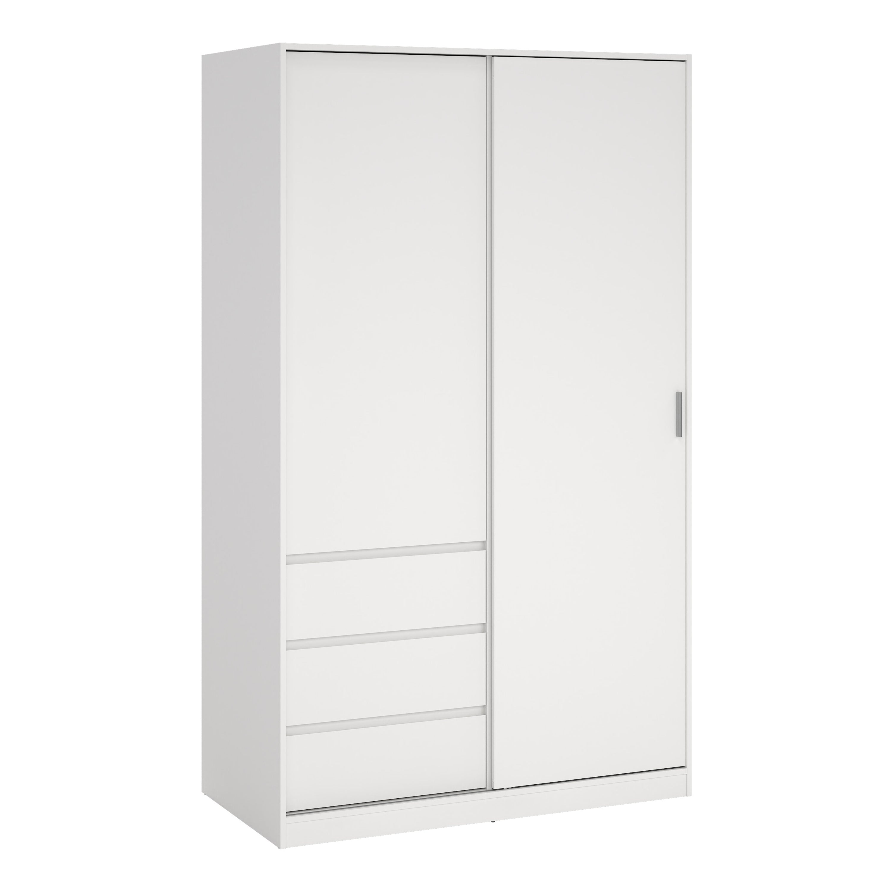 Naia Wardrobe with 1 Sliding Door and 1 Door + 3 Drawers in White