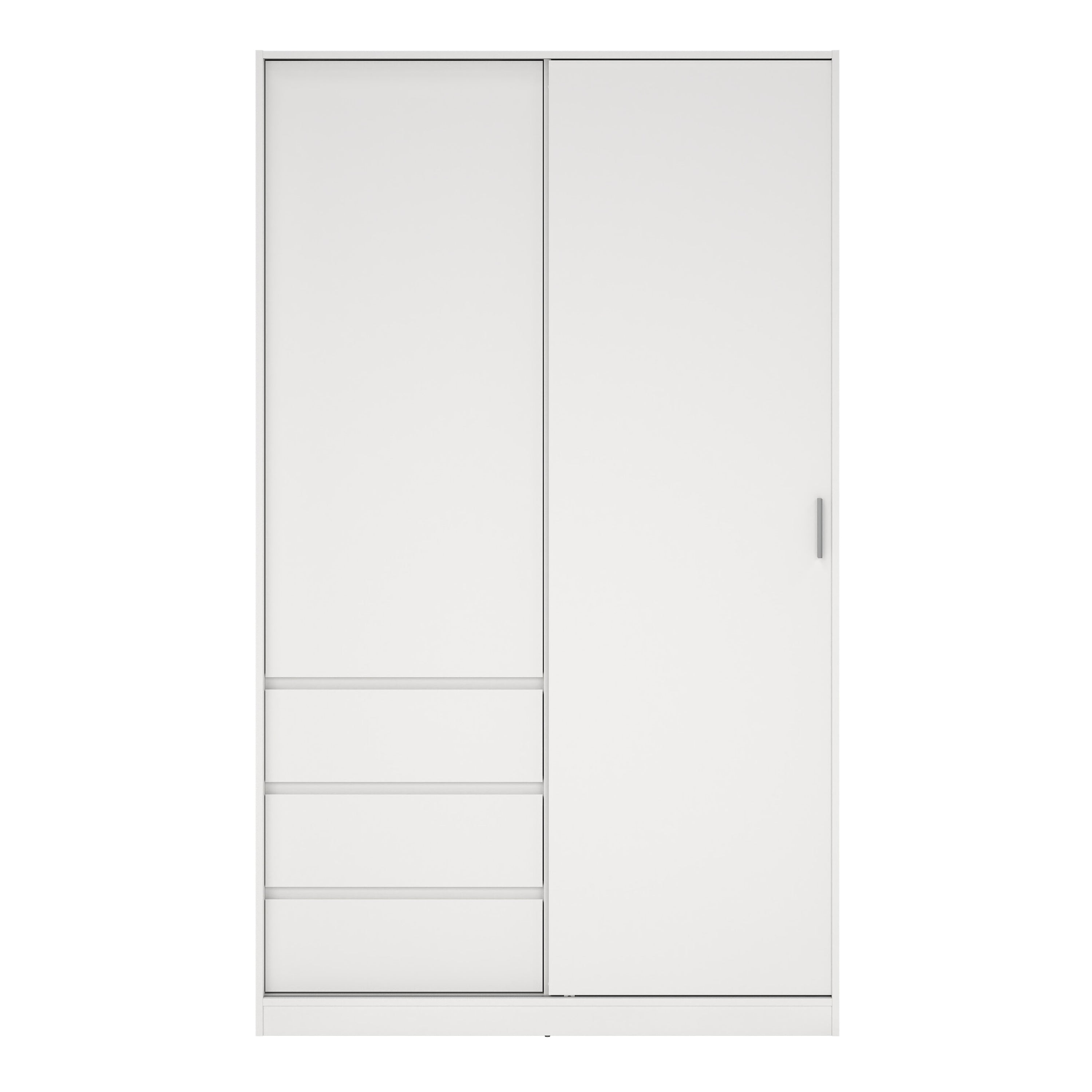 Naia Wardrobe with 1 Sliding Door and 1 Door + 3 Drawers in White