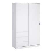 Naia Wardrobe with 1 Sliding Door 1 Door 3 Drawers in White High Gloss