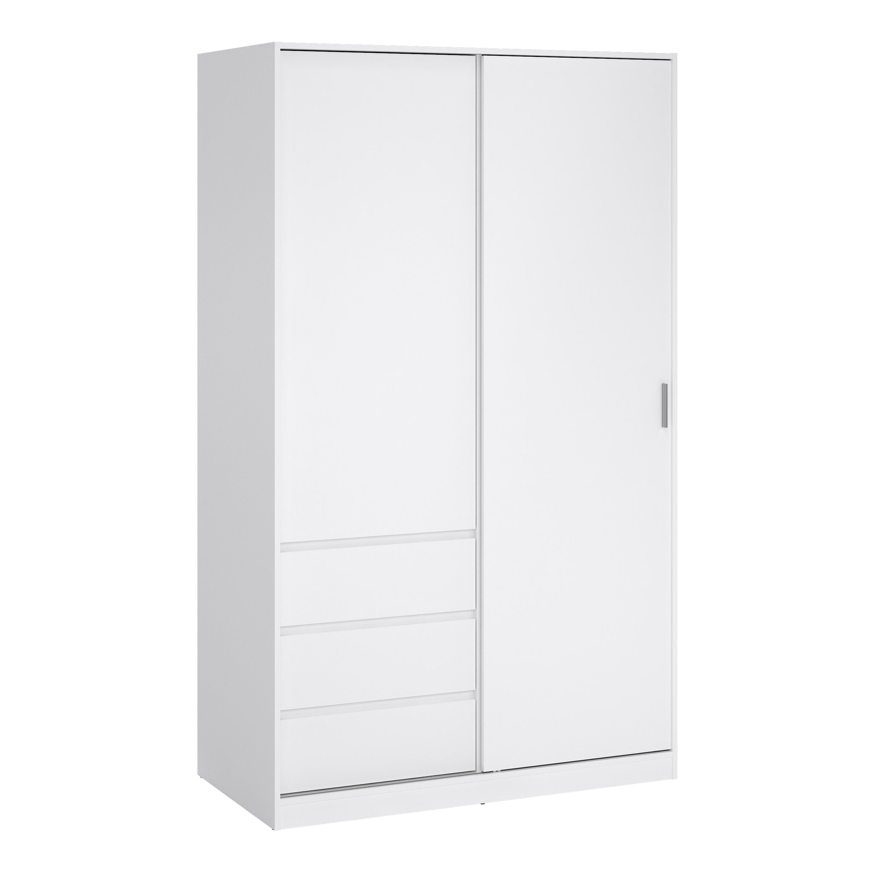 Naia Wardrobe with 1 Sliding Door 1 Door 3 Drawers in White High Gloss