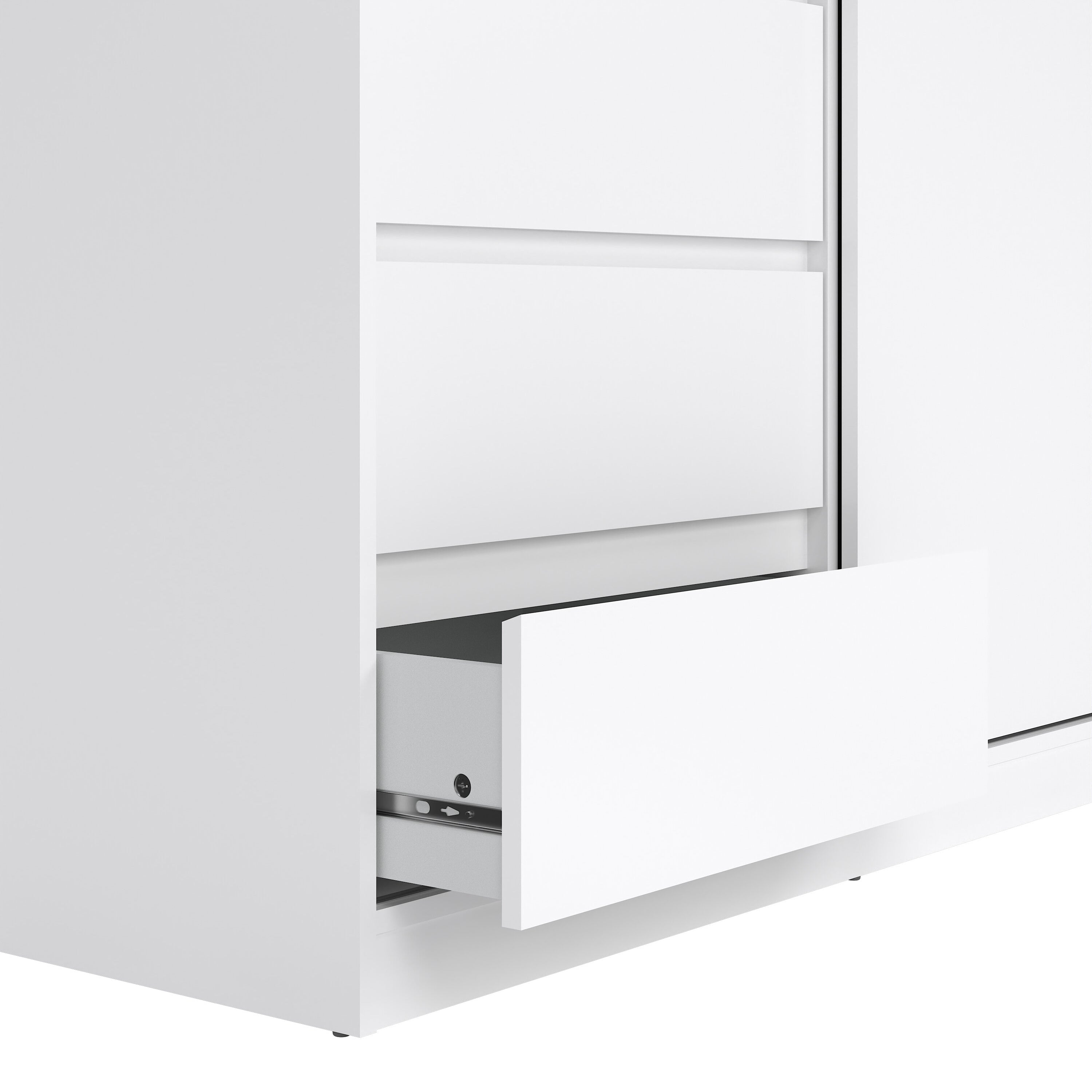Naia Wardrobe with 1 Sliding Door 1 Door 3 Drawers in White High Gloss