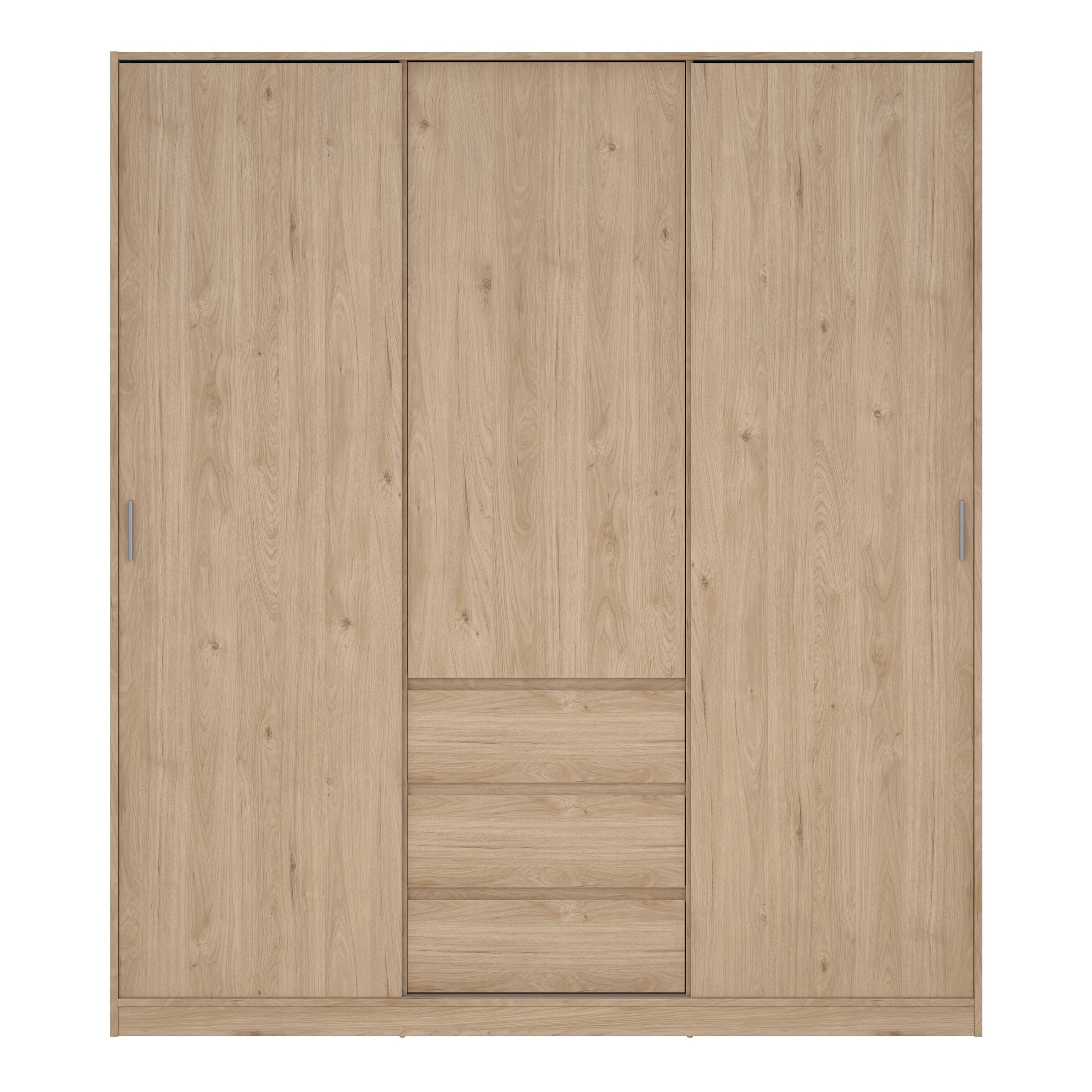 Naia Wardrobe with 2 Sliding Doors 1 Door 3 Drawers in Jackson Hickory Oak