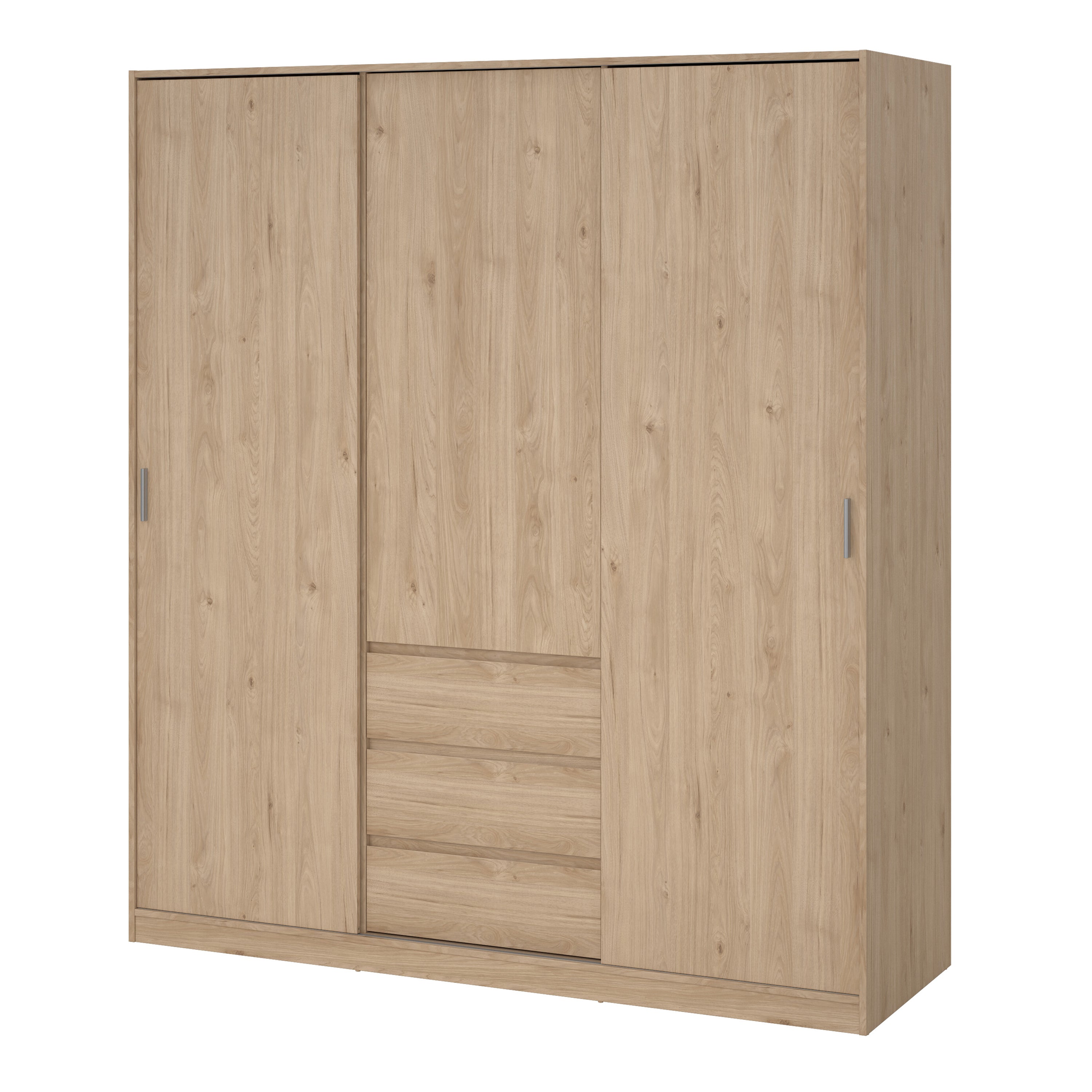Naia Wardrobe with 2 Sliding Doors 1 Door 3 Drawers in Jackson Hickory Oak
