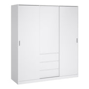 Naia Wardrobe with 2 Sliding Doors 1 Door 3 Drawers in White High Gloss