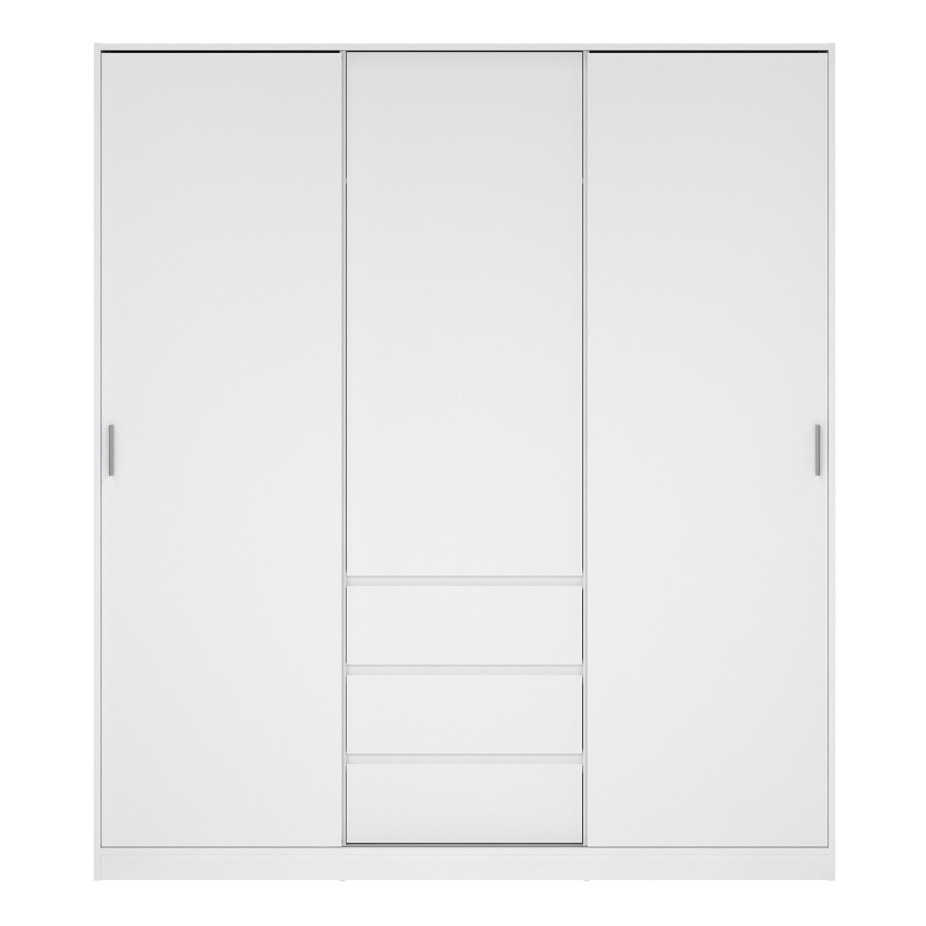 Naia Wardrobe with 2 Sliding Doors 1 Door 3 Drawers in White High Gloss