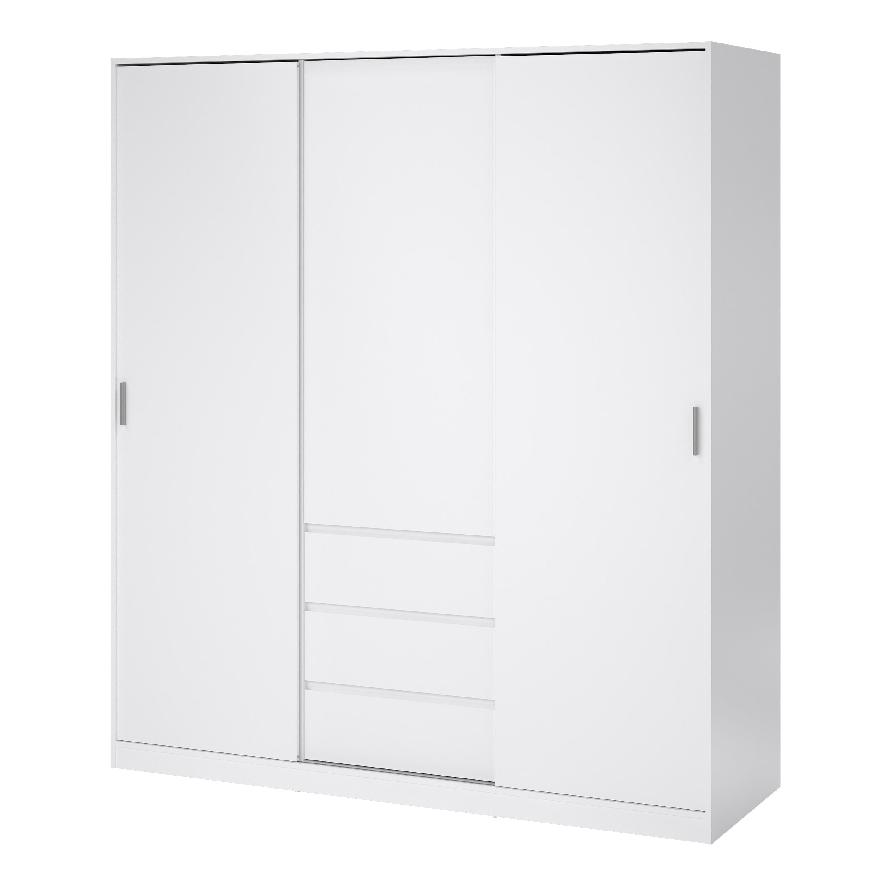 Naia Wardrobe with 2 Sliding Doors 1 Door 3 Drawers in White High Gloss