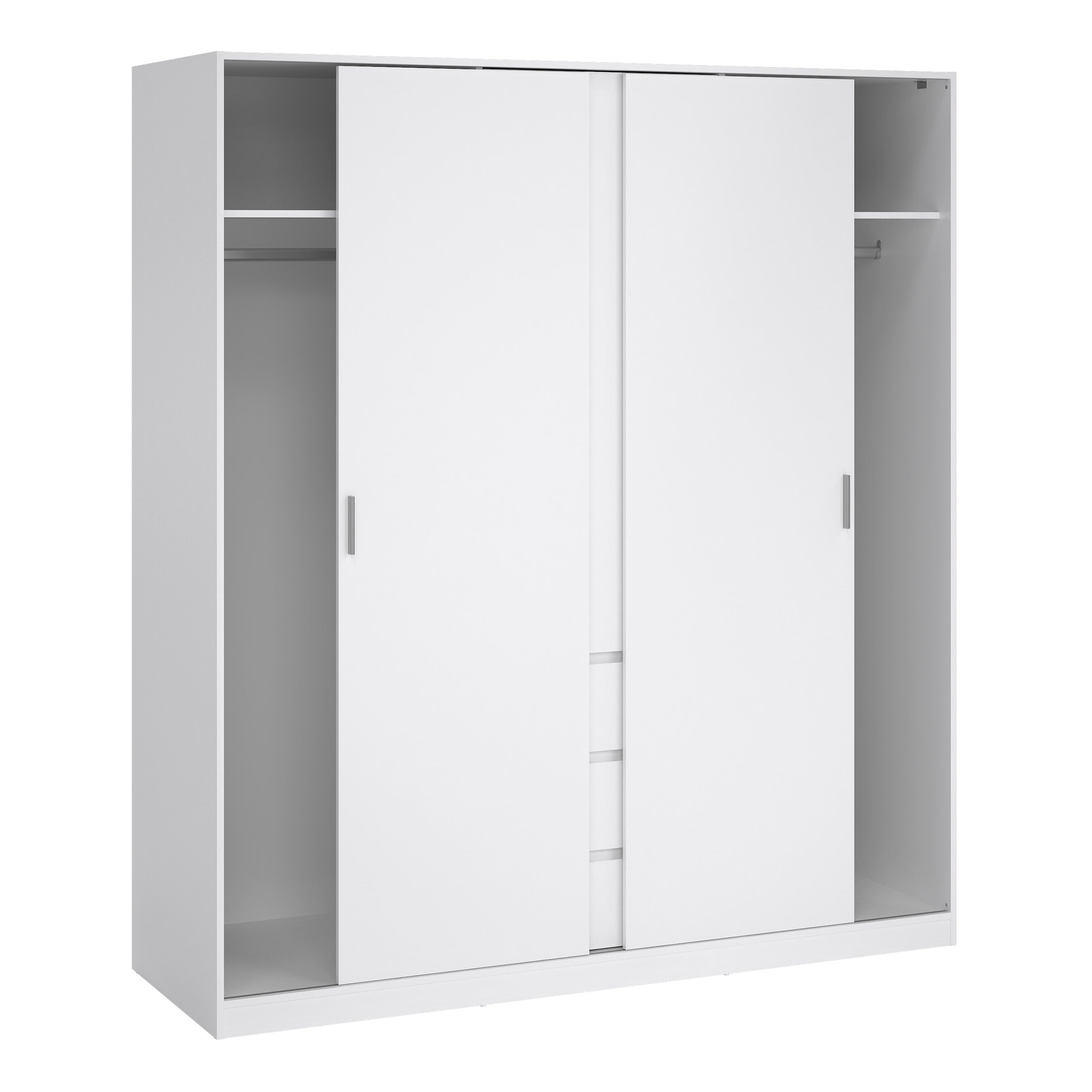 Naia Wardrobe with 2 Sliding Doors 1 Door 3 Drawers in White High Gloss
