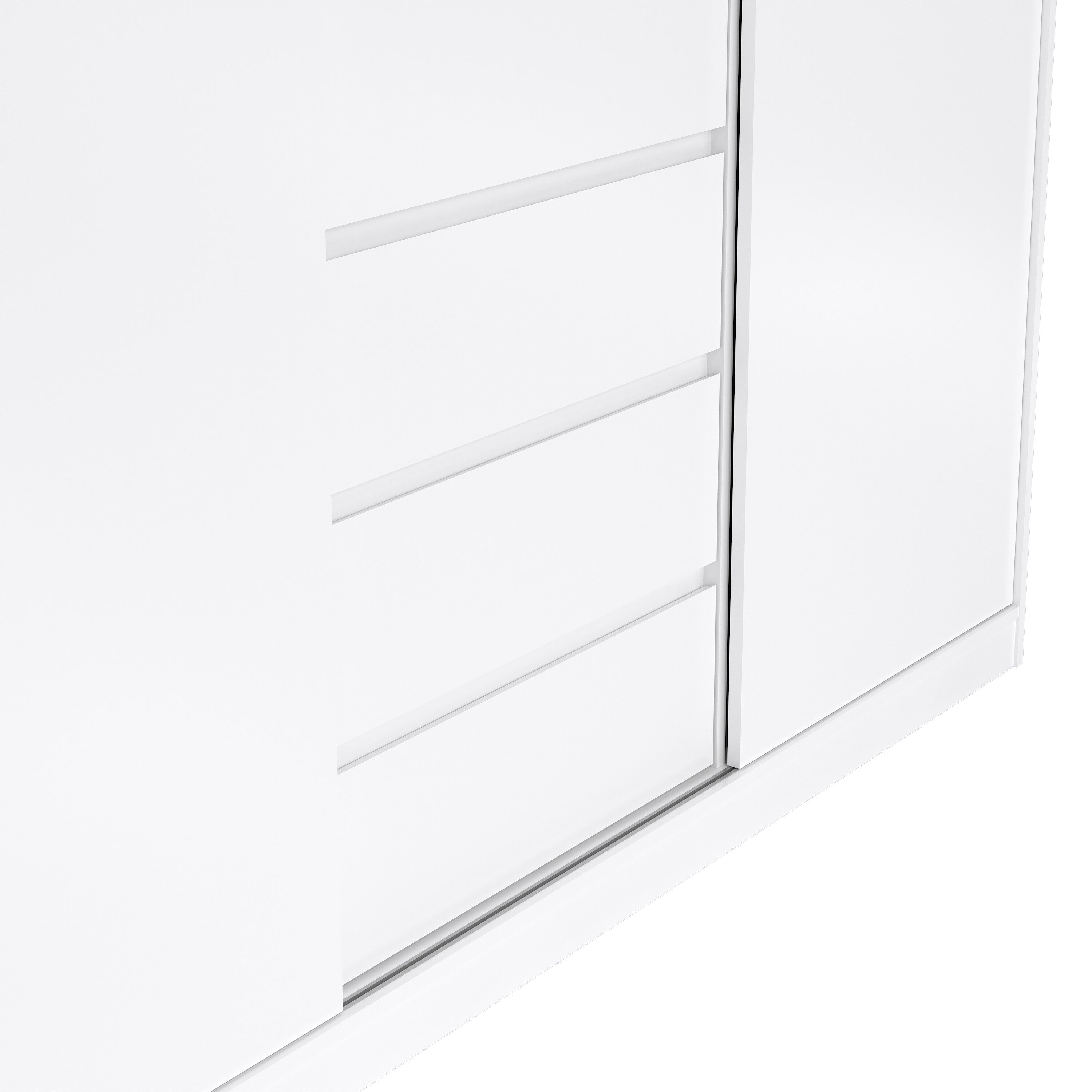 Naia Wardrobe with 2 Sliding Doors 1 Door 3 Drawers in White High Gloss