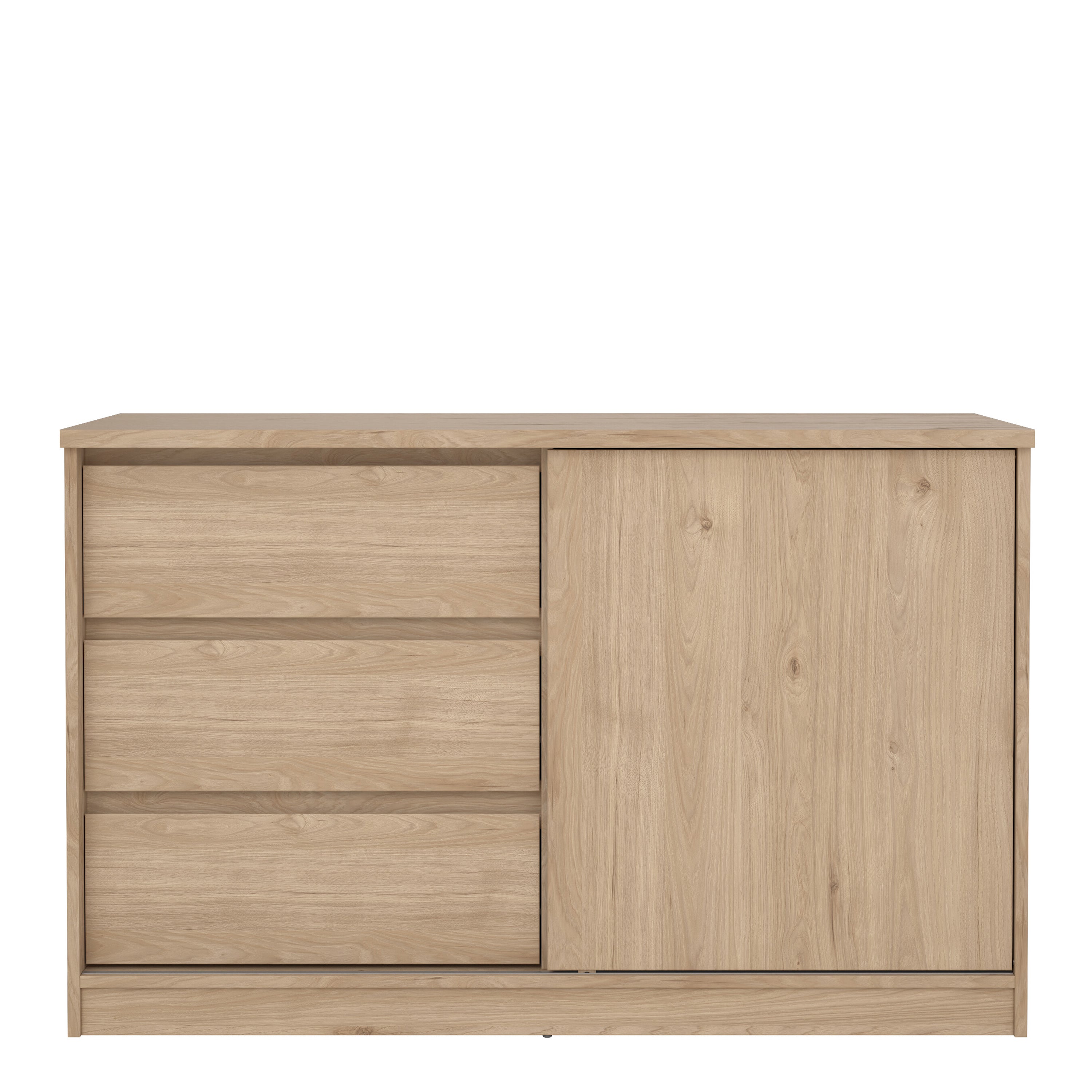 Naia Storage Unit with 1 Sliding Door and 3 Drawers in Jackson Hickory Oak