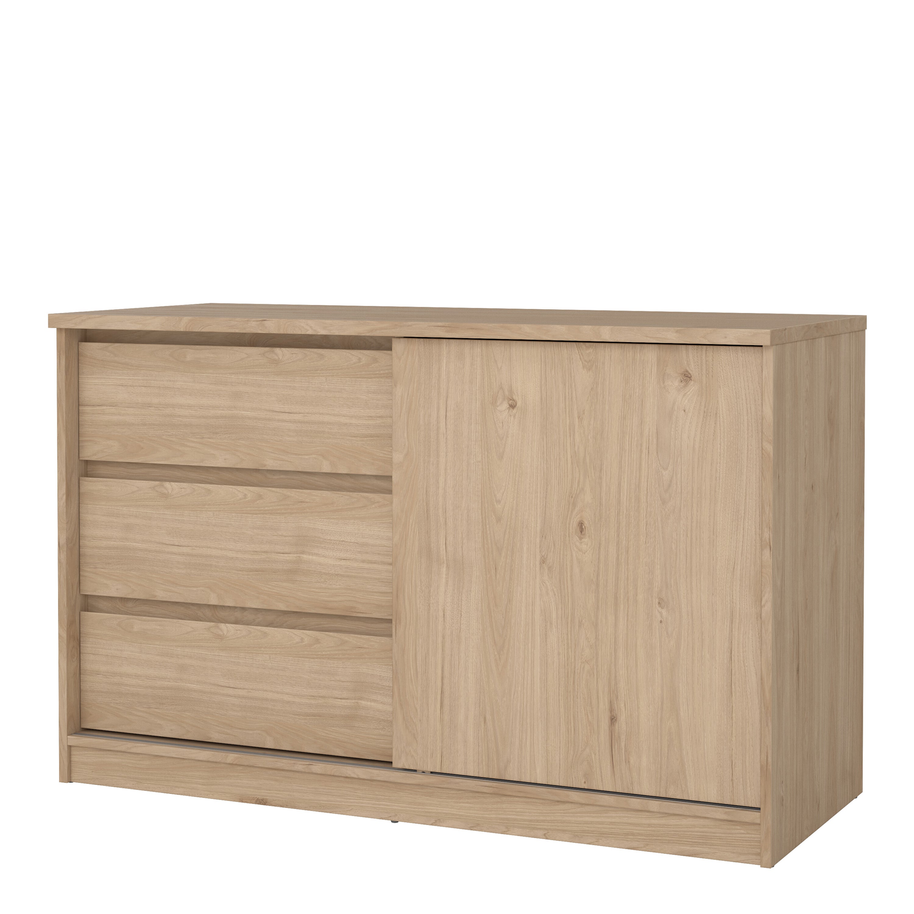 Naia Storage Unit with 1 Sliding Door and 3 Drawers in Jackson Hickory Oak