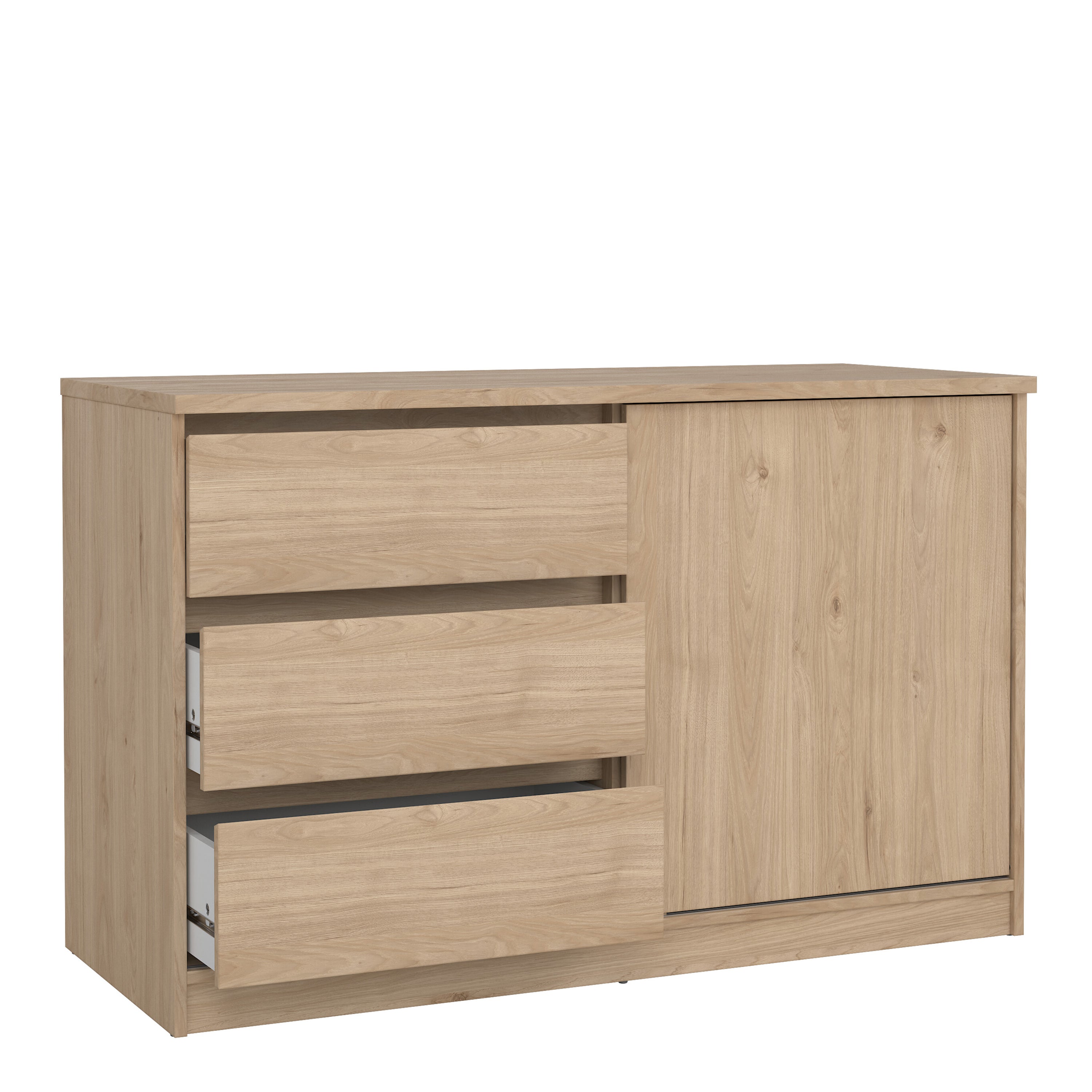 Naia Storage Unit with 1 Sliding Door and 3 Drawers in Jackson Hickory Oak