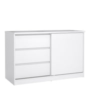 Naia Storage Unit with 1 Sliding Door and 3 Drawers in White High Gloss