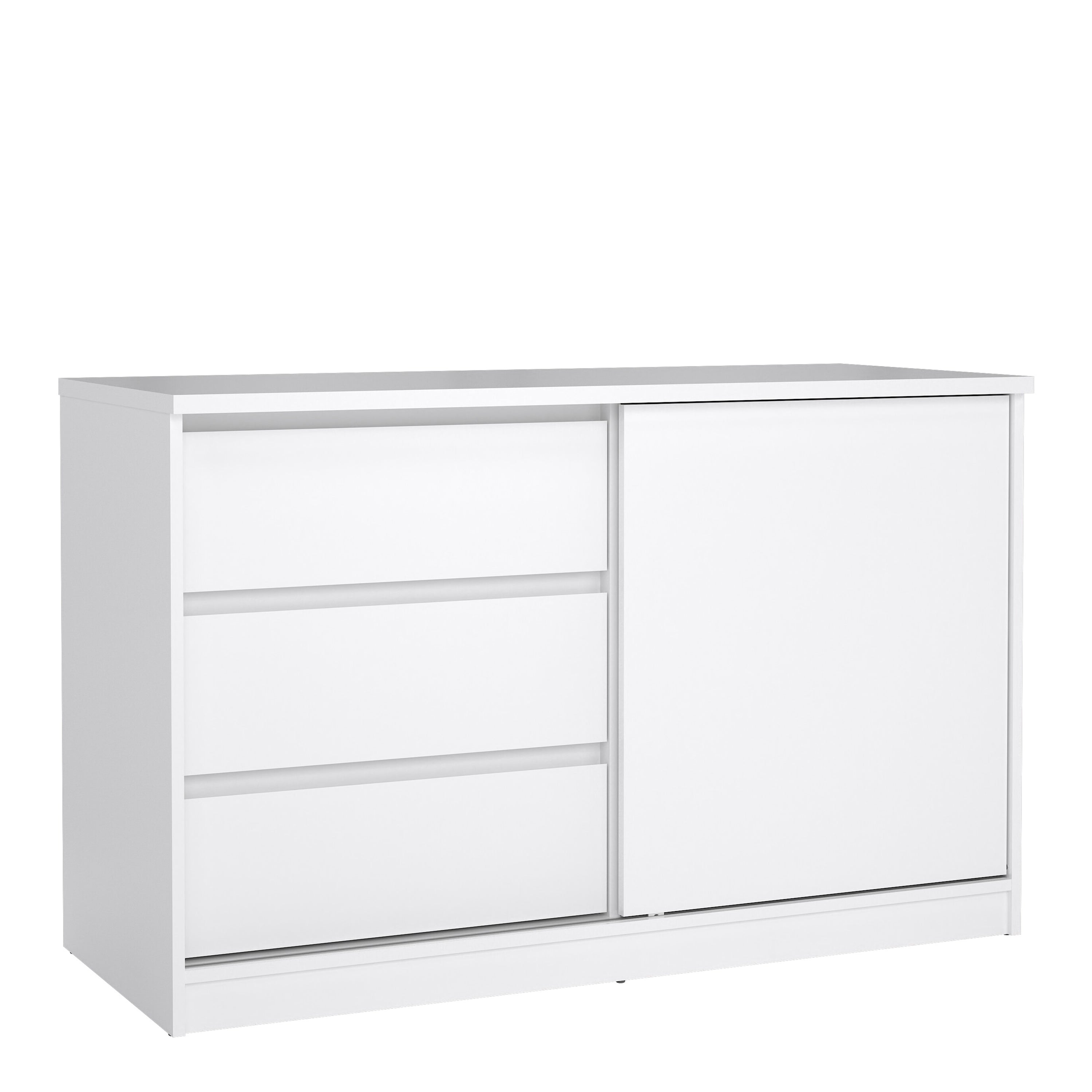 Naia Storage Unit with 1 Sliding Door and 3 Drawers in White High Gloss