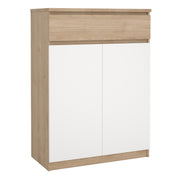 Naia Shoe Cabinet with 2 Doors 1 Drawer in Jackson Hickory Oak and White