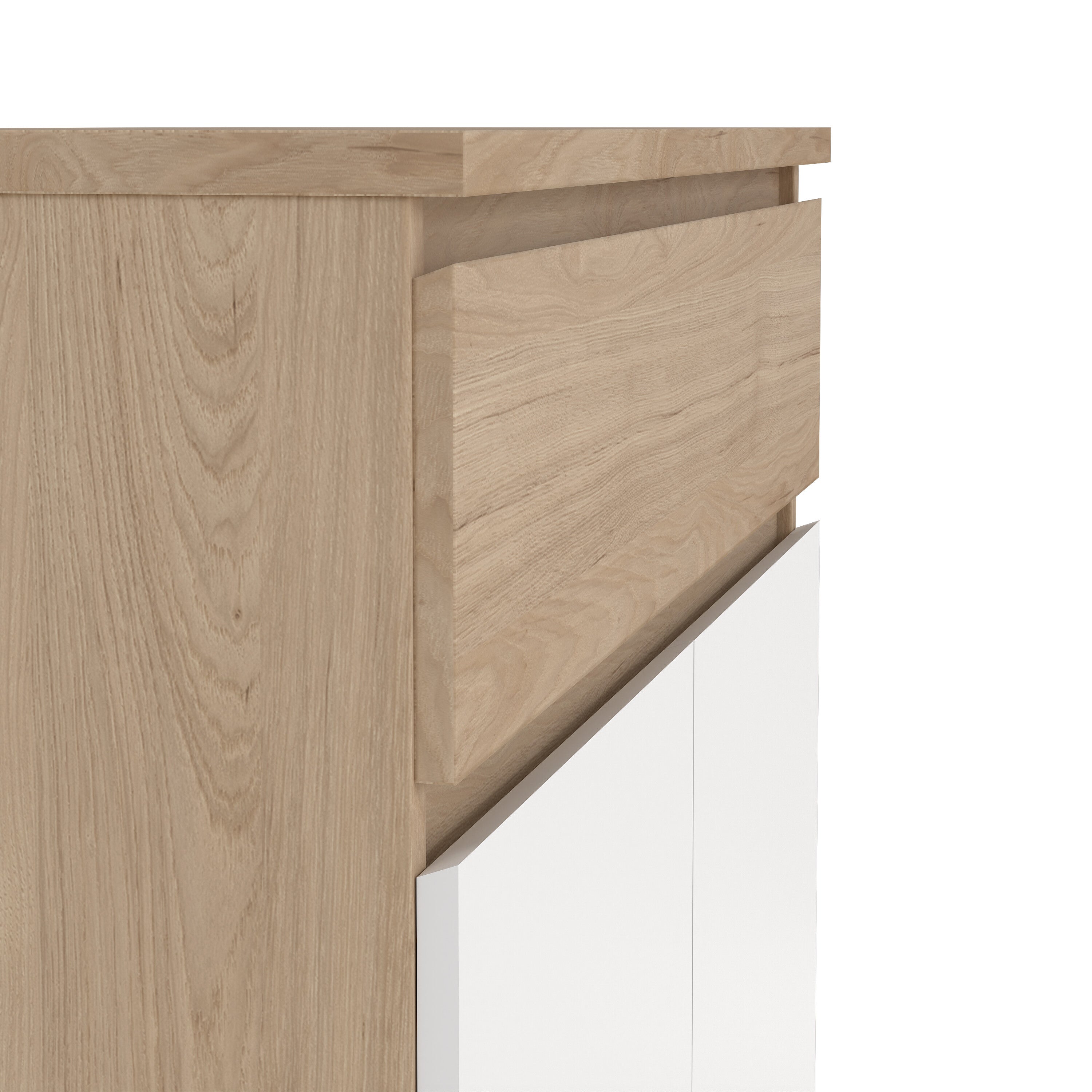 Naia Shoe Cabinet with 2 Doors 1 Drawer in Jackson Hickory Oak and White