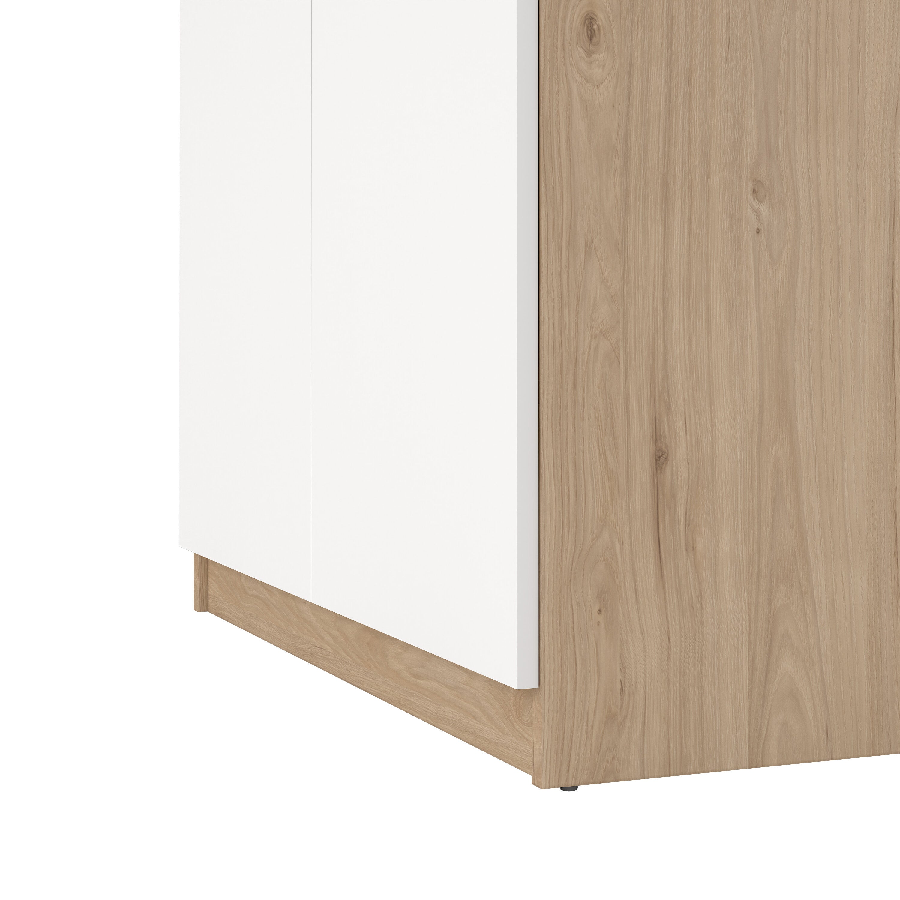 Naia Shoe Cabinet with 2 Doors 1 Drawer in Jackson Hickory Oak and White