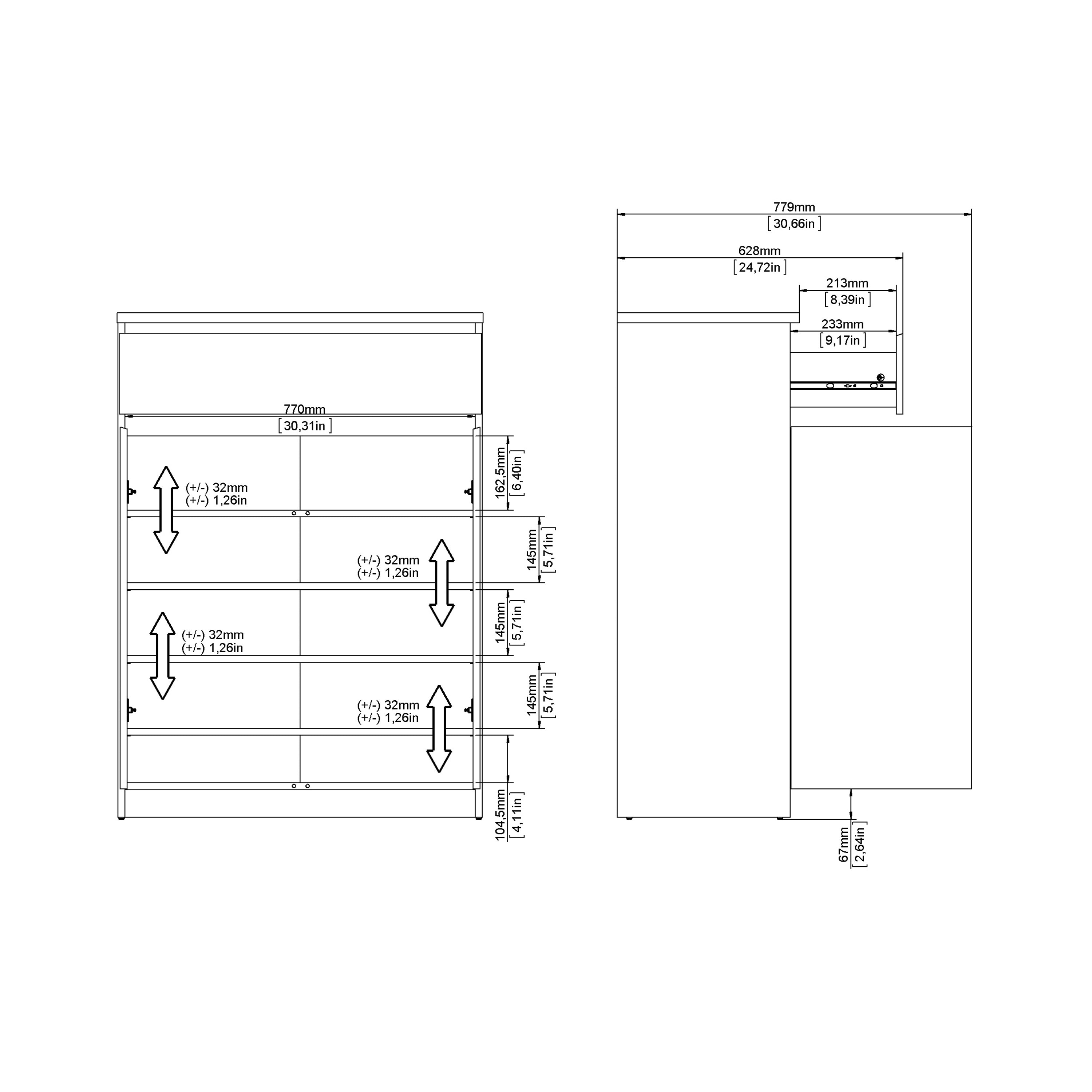 Naia Shoe Cabinet with 2 Doors 1 Drawer in Jackson Hickory Oak and White