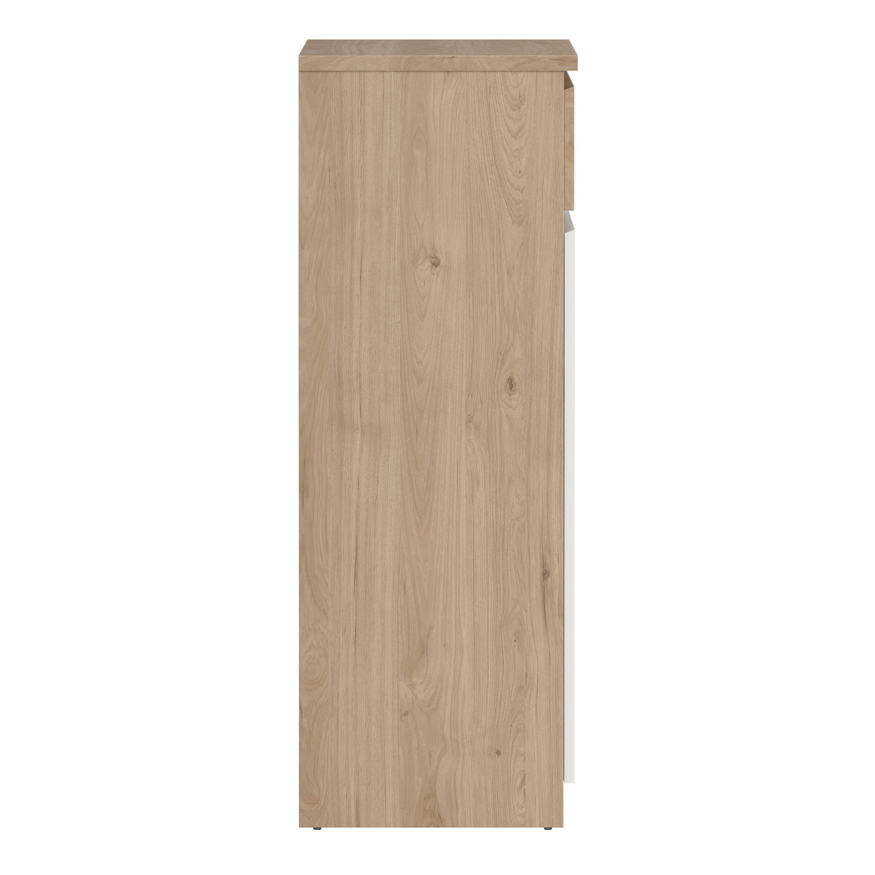 Naia Shoe Cabinet with 2 Doors 1 Drawer in Jackson Hickory Oak and White