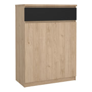 Naia Shoe Cabinet with 2 Doors 1 Drawer in Jackson Hickory Oak and Black