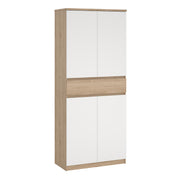 Naia Shoe Cabinet with 4 Doors 1 Drawer in Jackson Hickory Oak and White