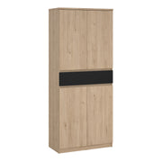 Naia Shoe Cabinet with 4 Doors 1 Drawer in Jackson Hickory Oak and Black
