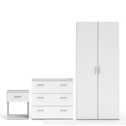 Space Package - Bedside 1 Drawer + Chest of 3 Drawers + Wardrobe with 2 Doors in White