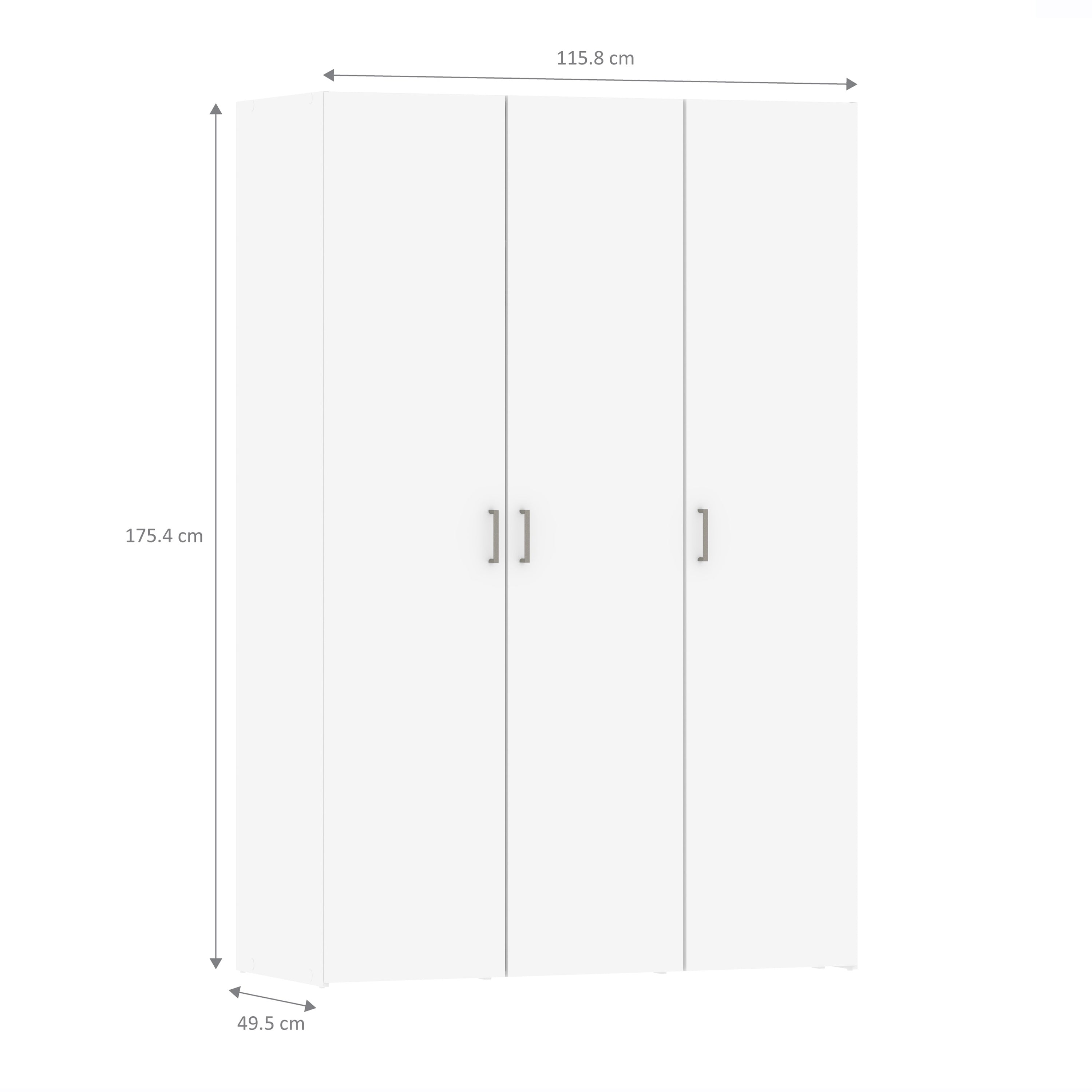Space Wardrobe 3 Doors White 1750