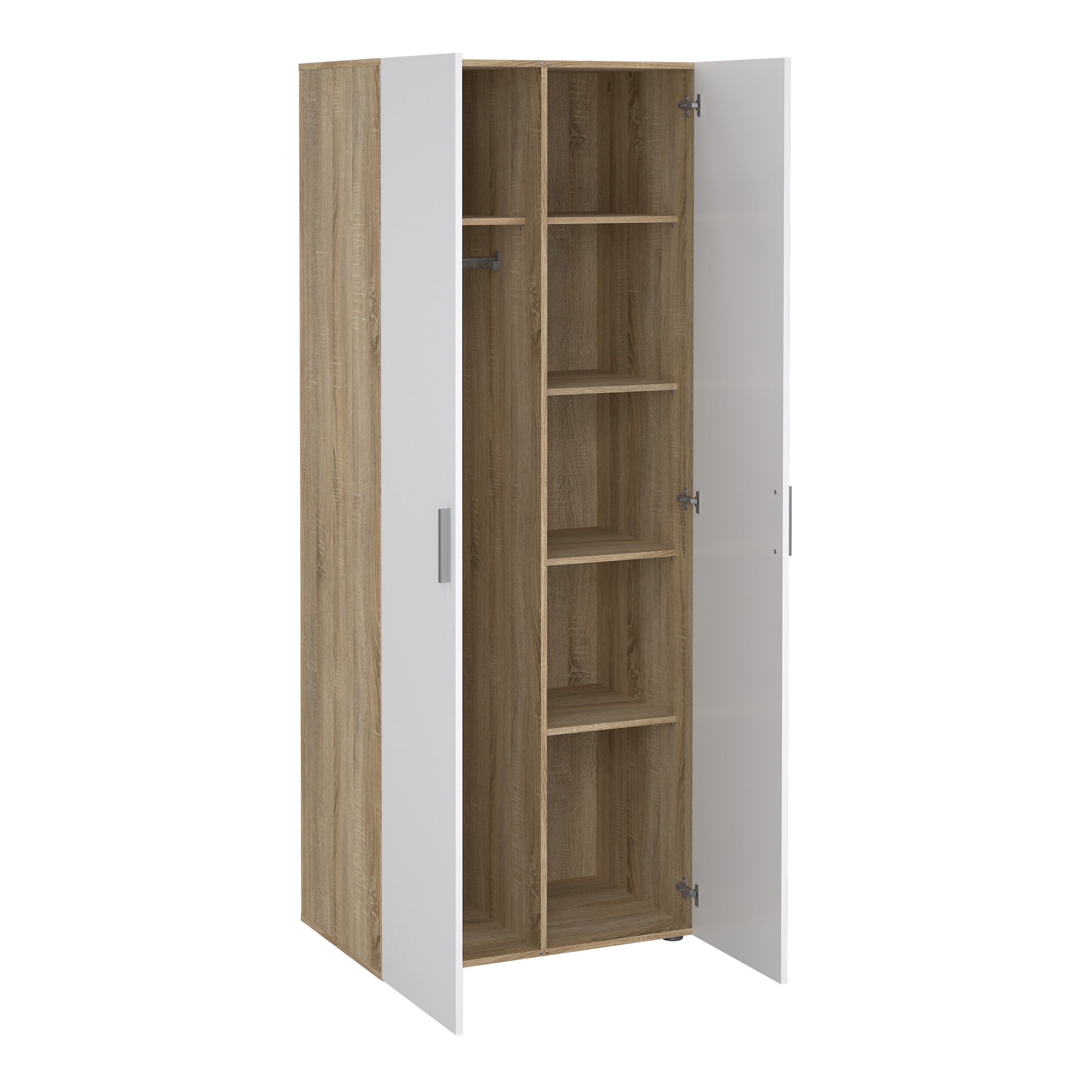 Pepe Wardrobe with 2 Doors in Oak with White High Gloss
