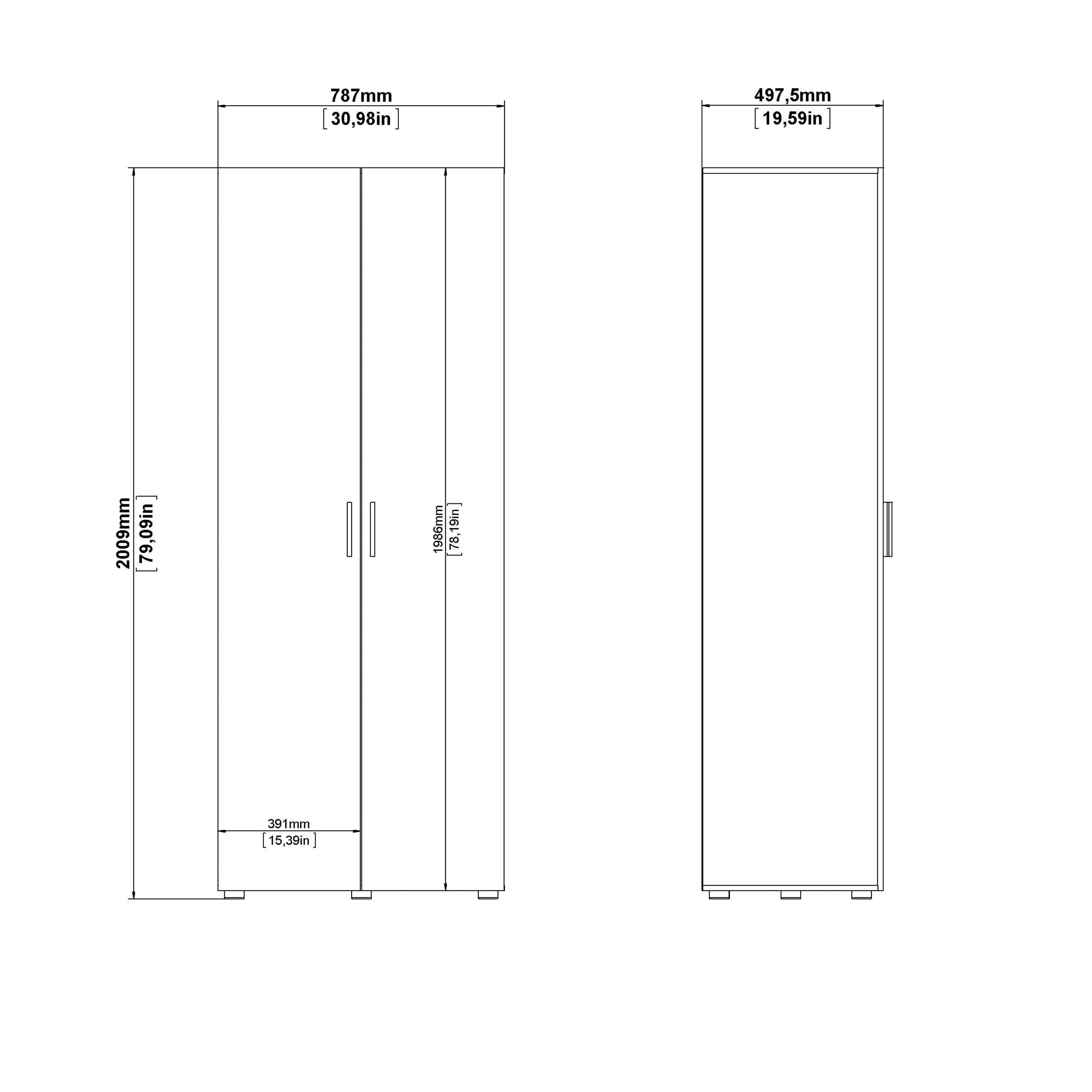 Pepe Package - Bedside 2 Drawers + Chest of 4 Drawers + Wardrobe with 2 Doors in Black