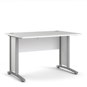 Prima Desk 120cm in White with Silver Grey Steel Legs