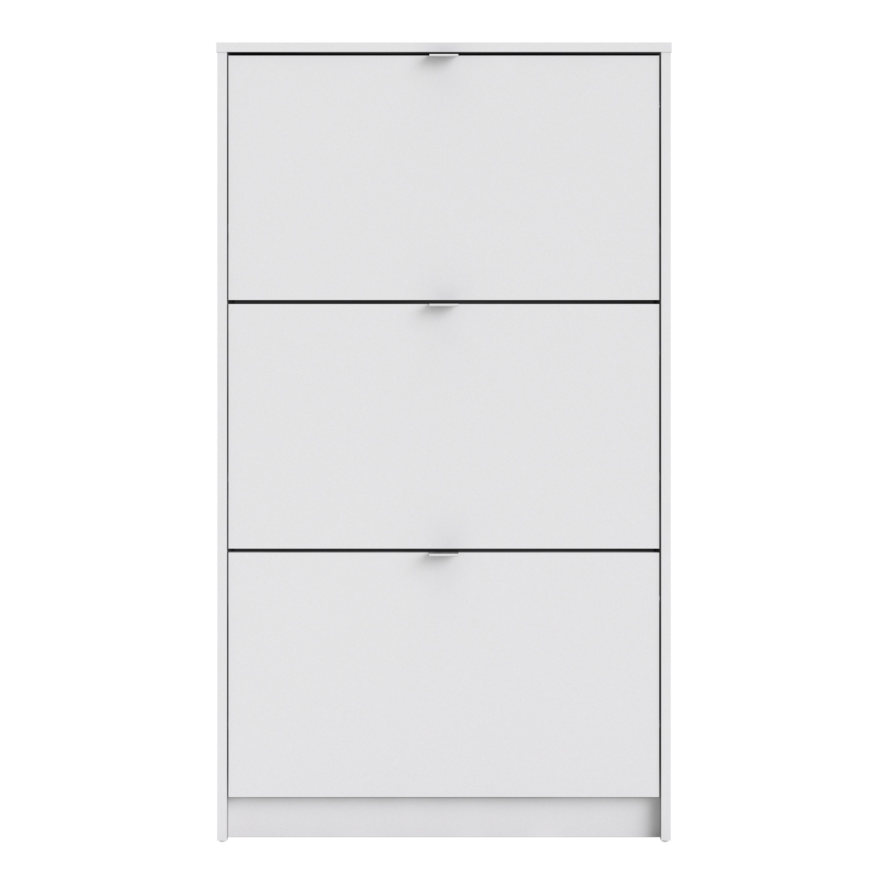 Shoes Shoe Cabinet 3 Flip Down Doors and 1 layer in White