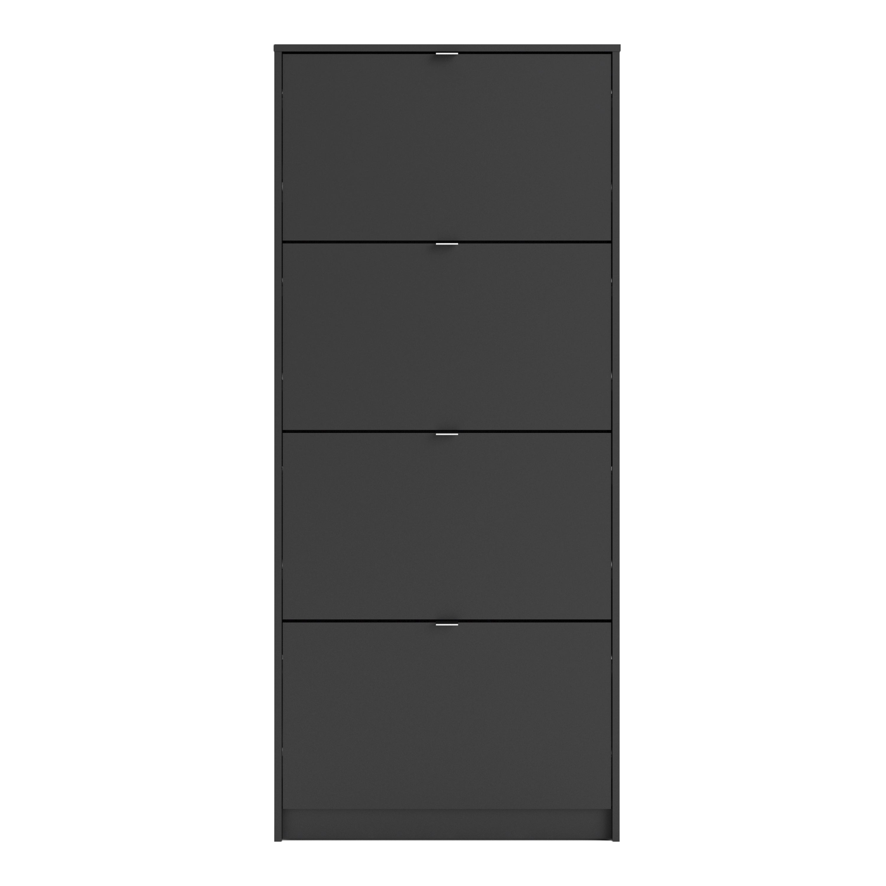 Shoes Shoe Cabinet 4 Flip Down Doors and 1 layer in Matt Black
