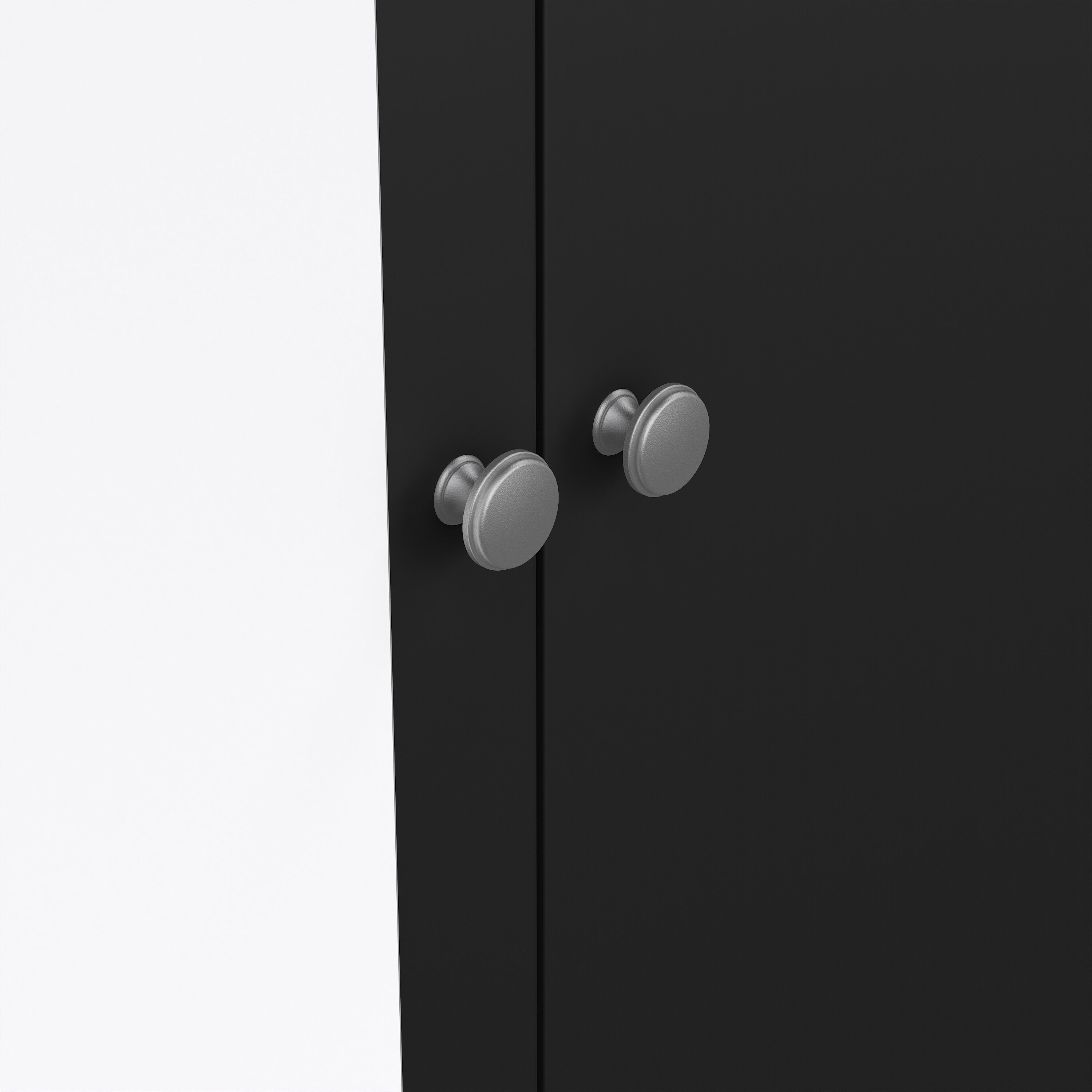 Madrid Wardrobe with 1 Door 1 Mirror Door 2 Drawers Matt Black