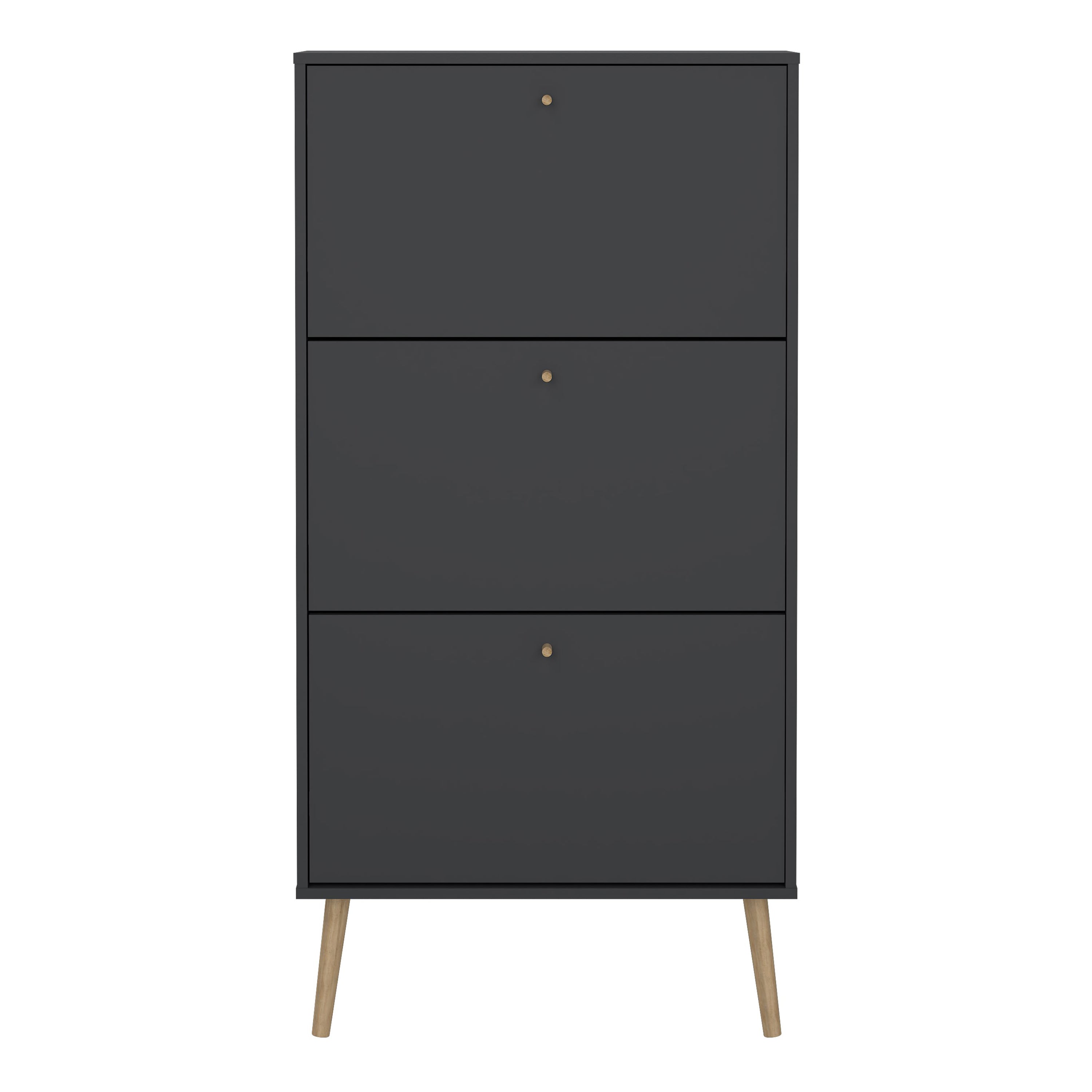 Cumbria Shoe Cabinet 3 Flip Down Doors Dark Grey