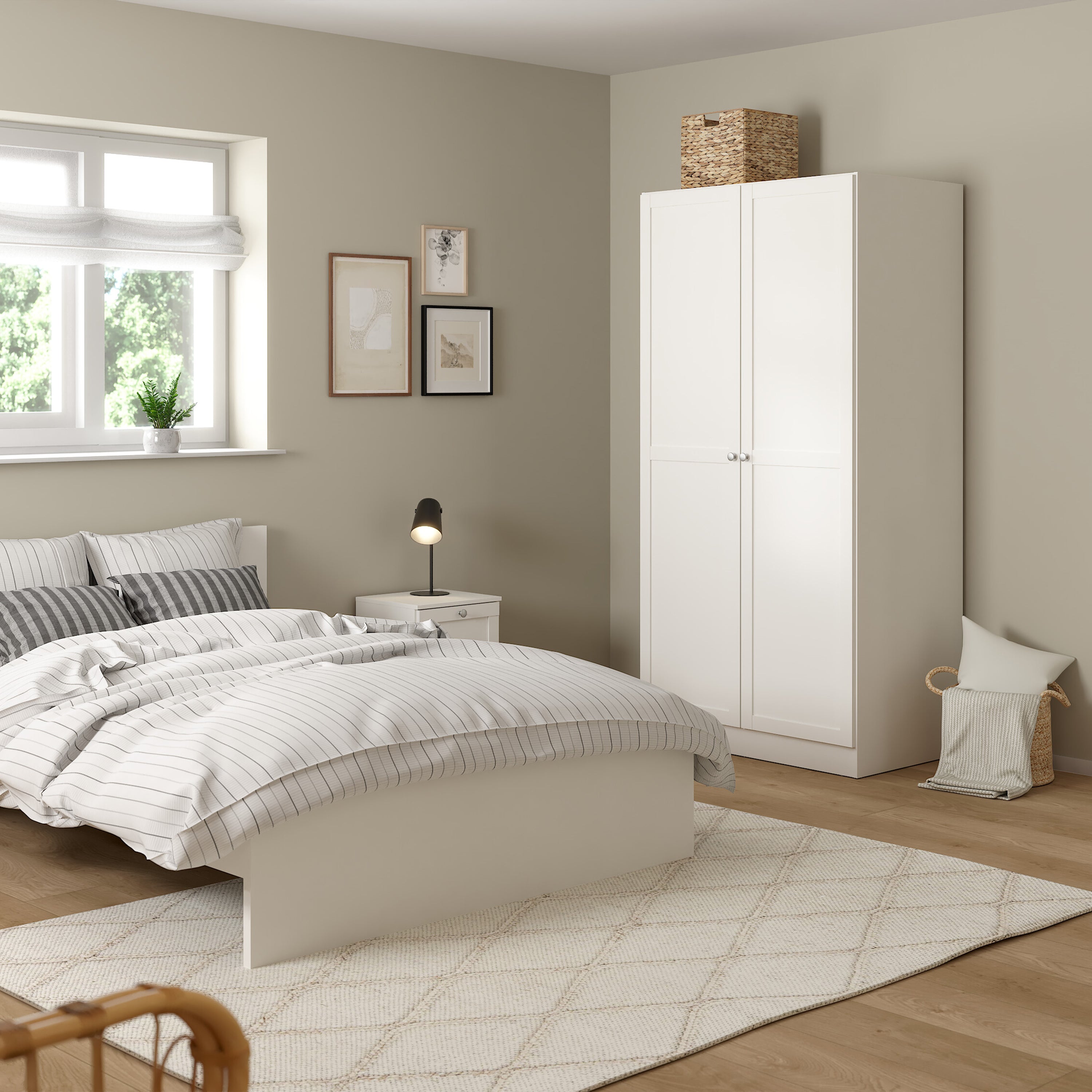 Brande Wardrobe with 2 Frame Doors in White