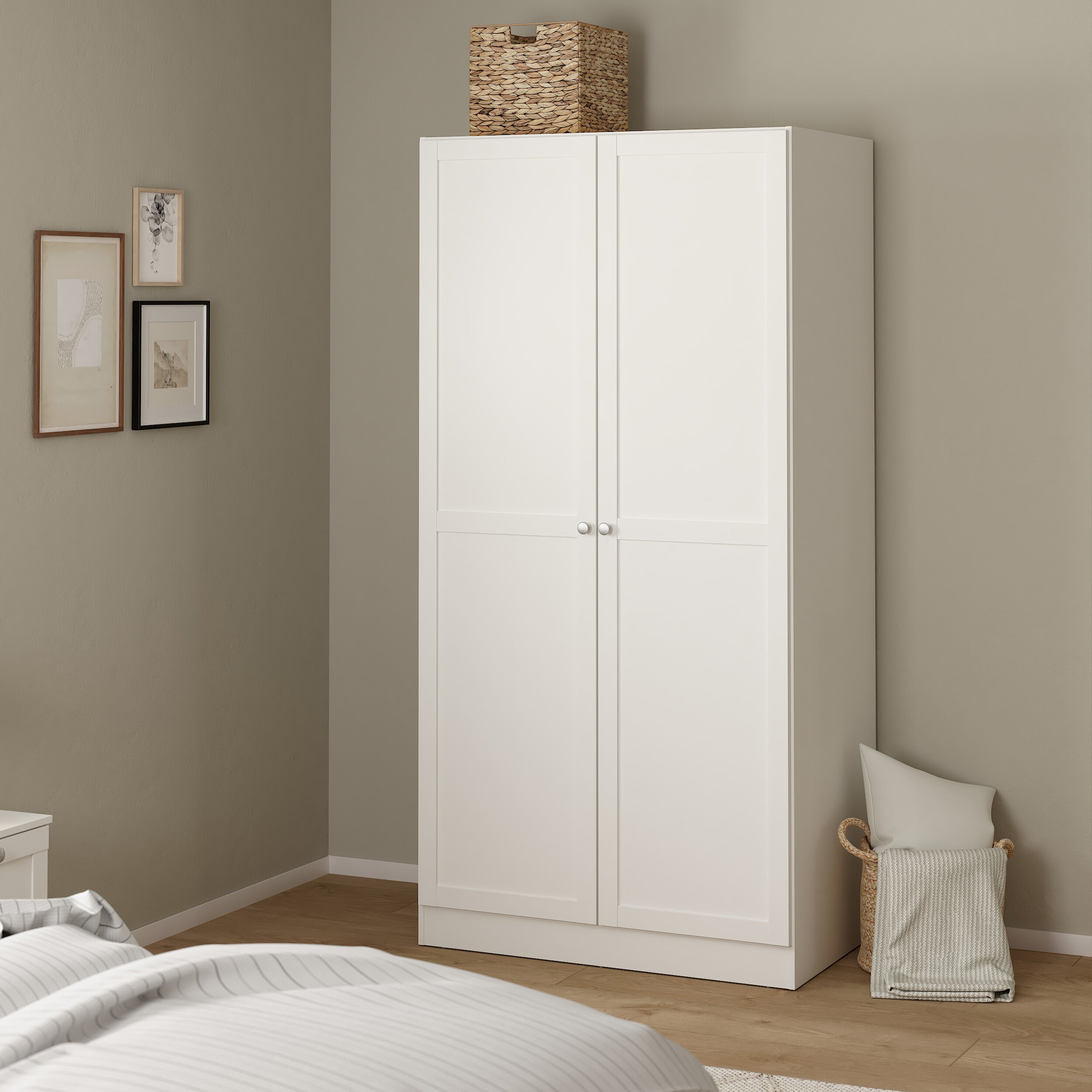 Brande Wardrobe with 2 Frame Doors in White