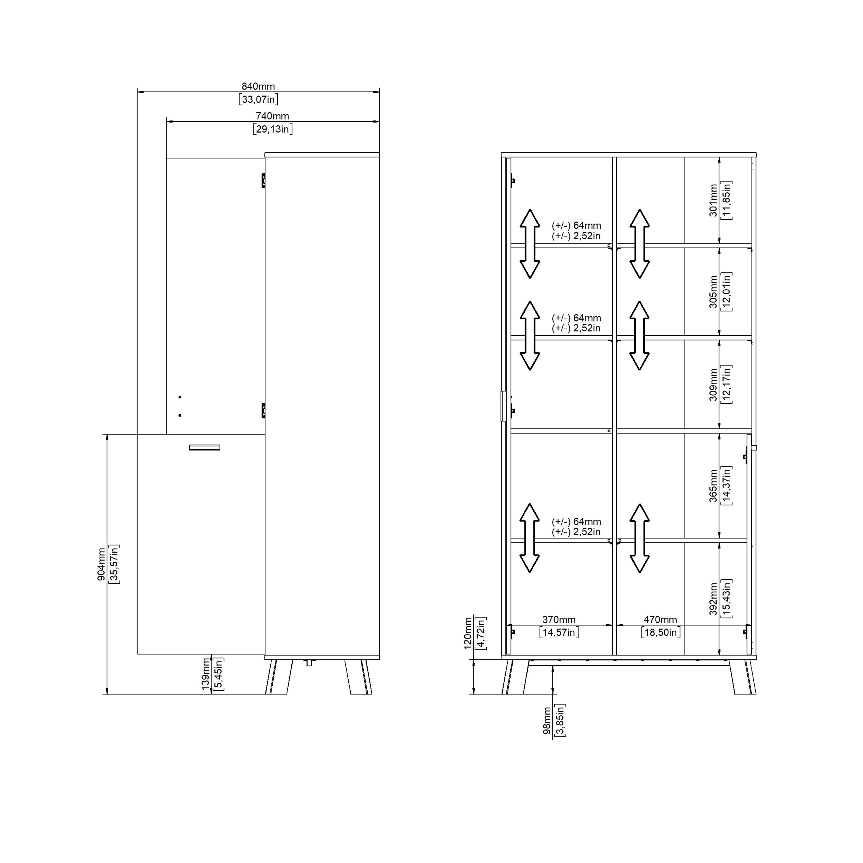 Ikast China Cabinet 2 Doors in Jackson Hickory and White
