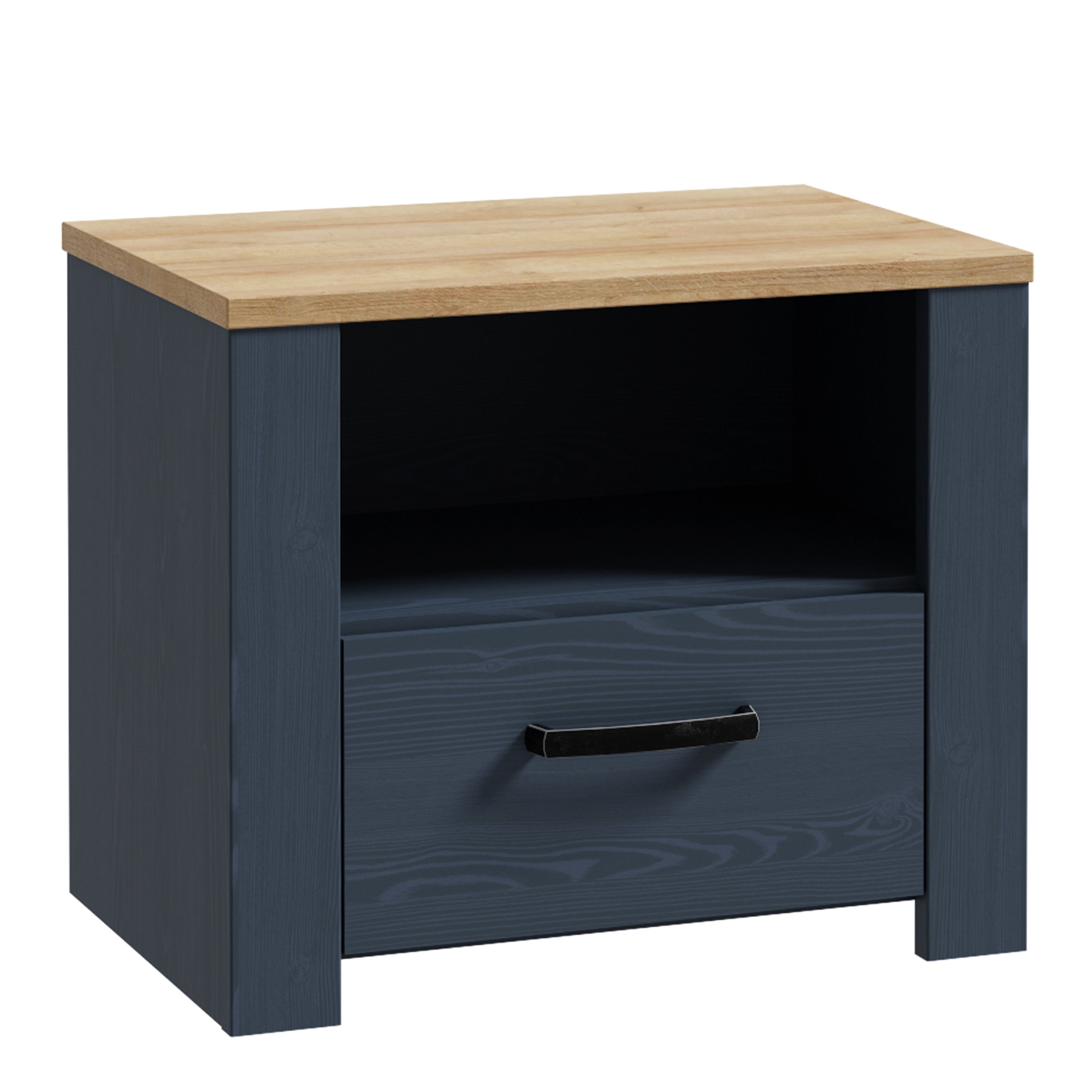 Bohol 1 Drawer Bedside I n Navy Oak