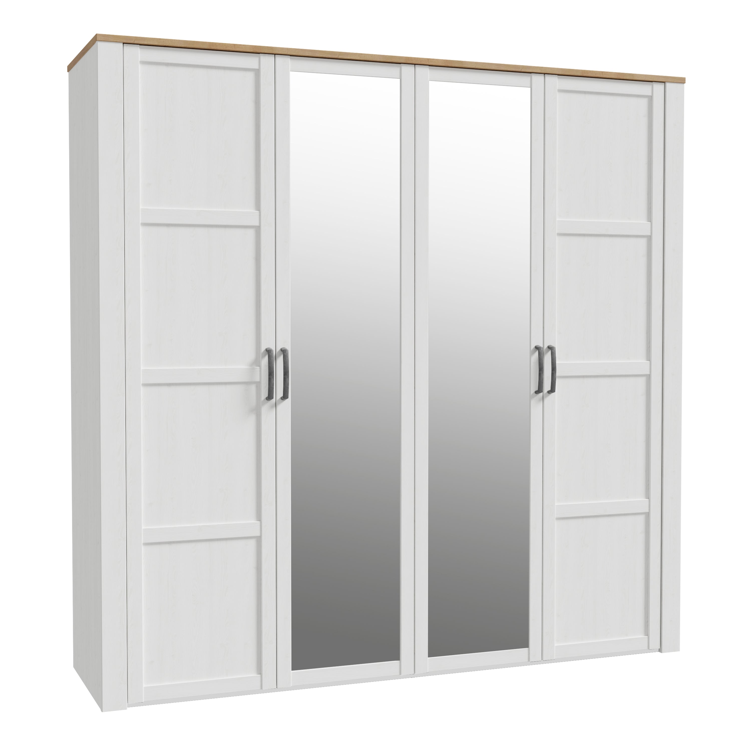 Bohol 2 Door 2 Mirrored Door Wardrobe in Riviera Oak/White