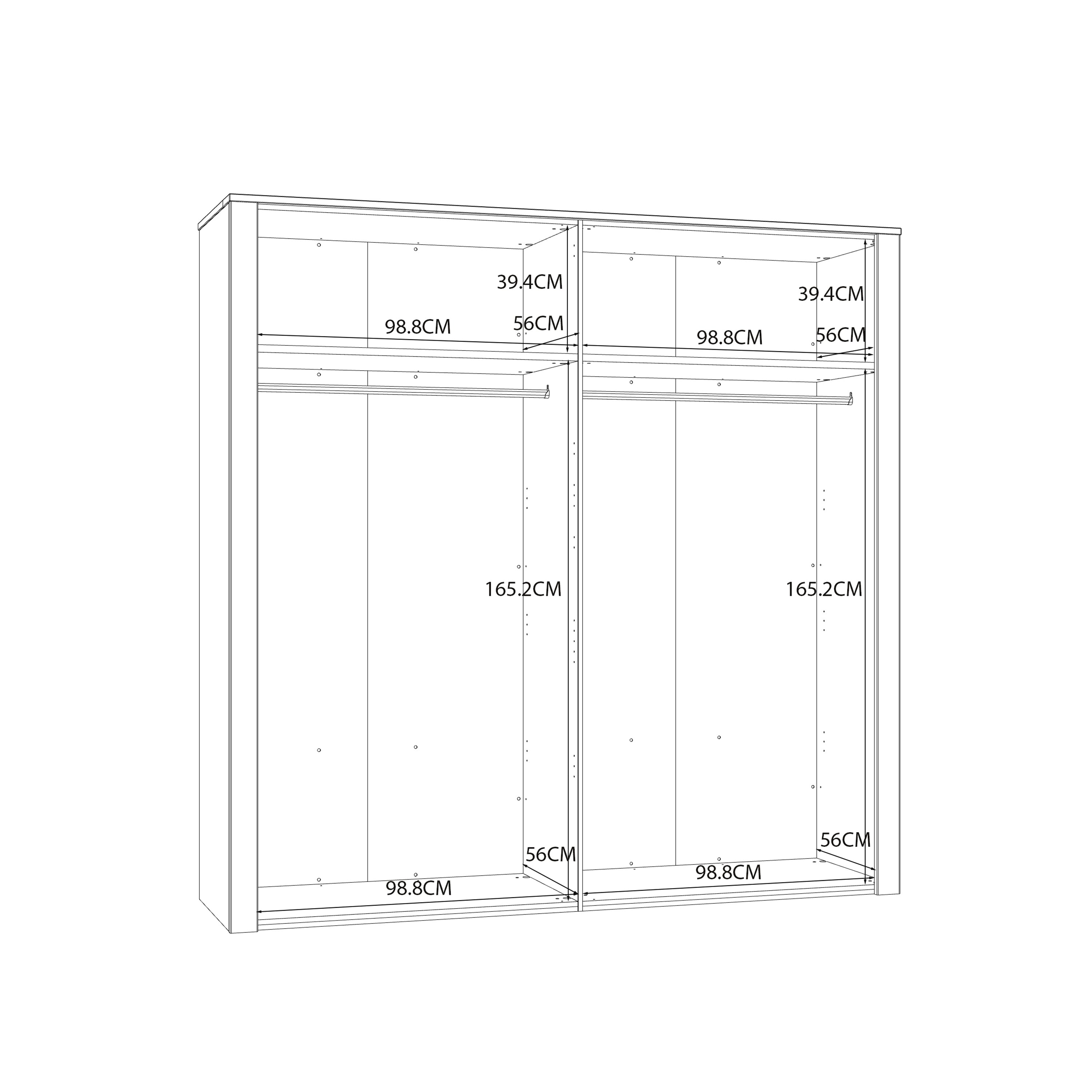 Bohol 2 Door 2 Mirrored Door Wardrobe in Riviera Oak/White