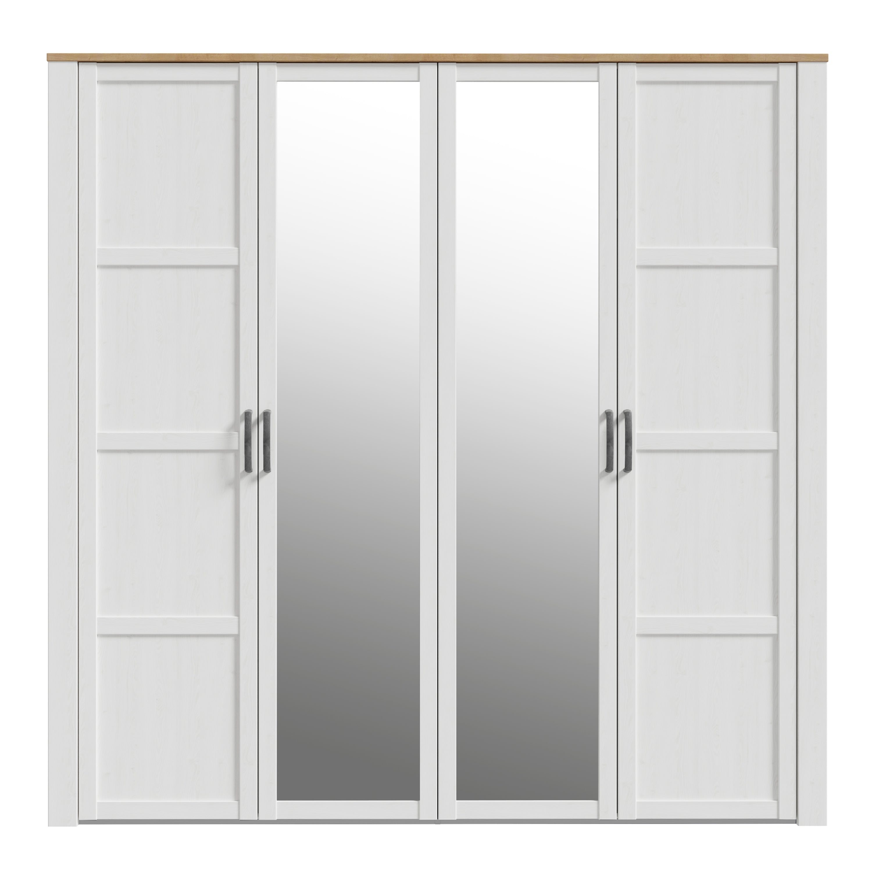 Bohol 2 Door 2 Mirrored Door Wardrobe in Riviera Oak/White