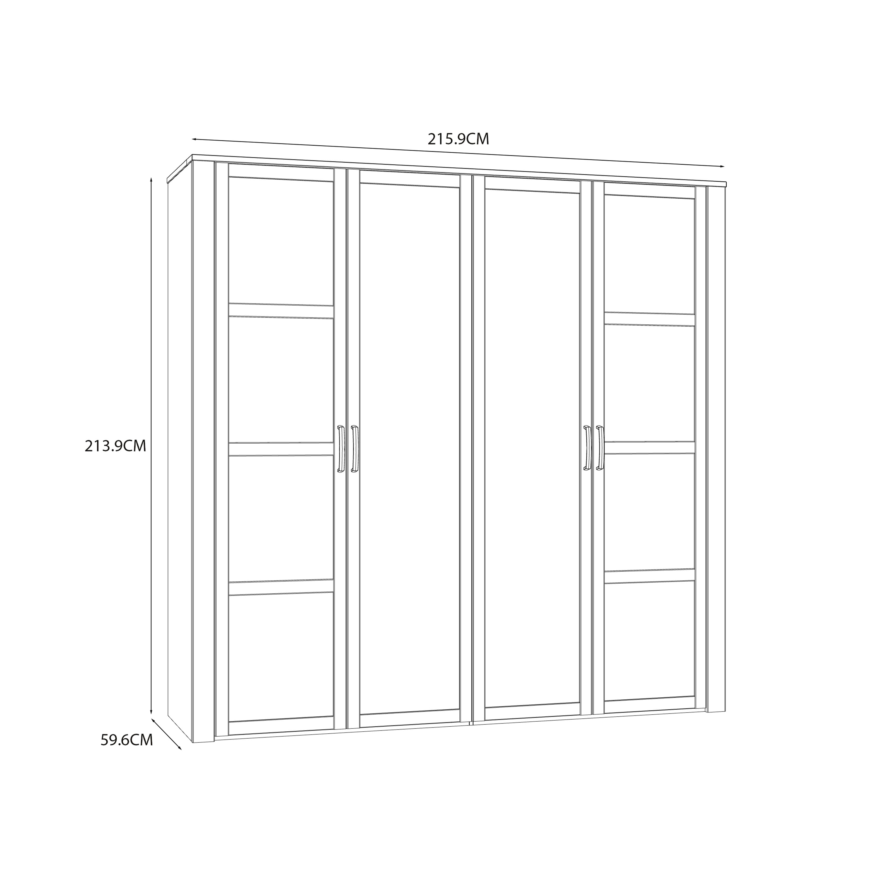 Bohol 2 Door 2 Mirrored Door Wardrobe in Riviera Oak/White