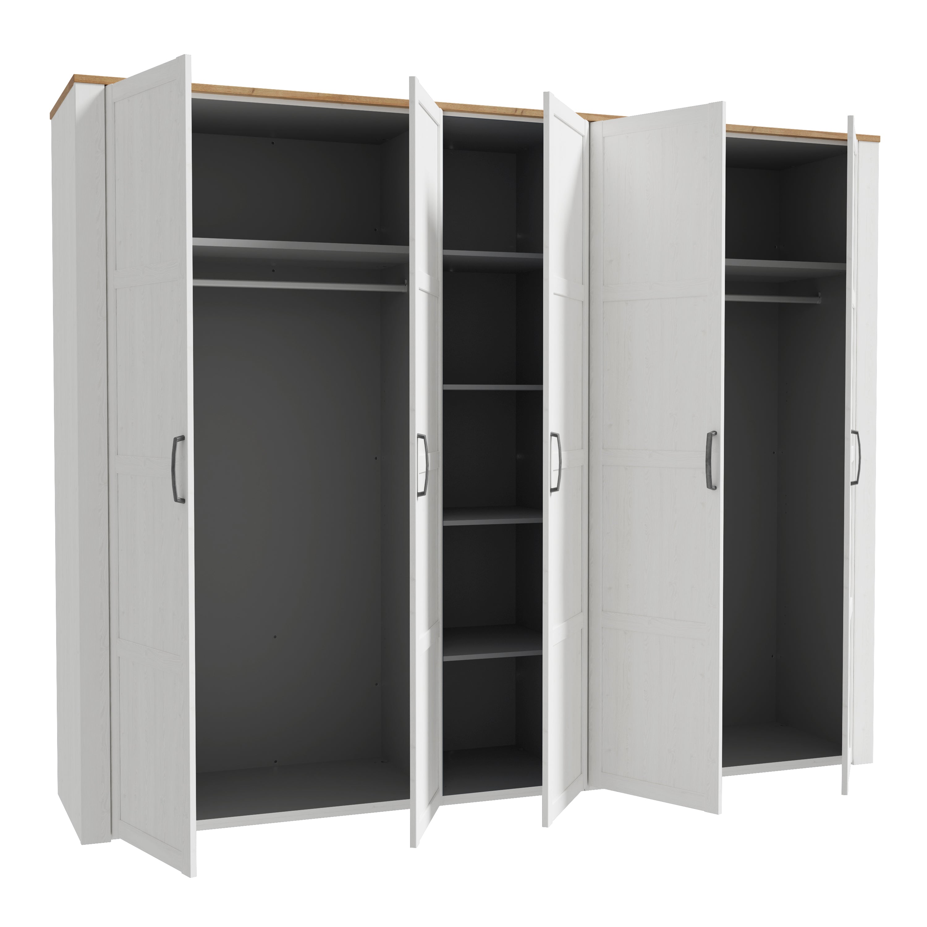 Bohol 5 Door Wardrobe in Riviera Oak/White