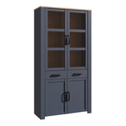 Bohol Display Cabinet 4 Door 2 Drawer in Oak/Navy