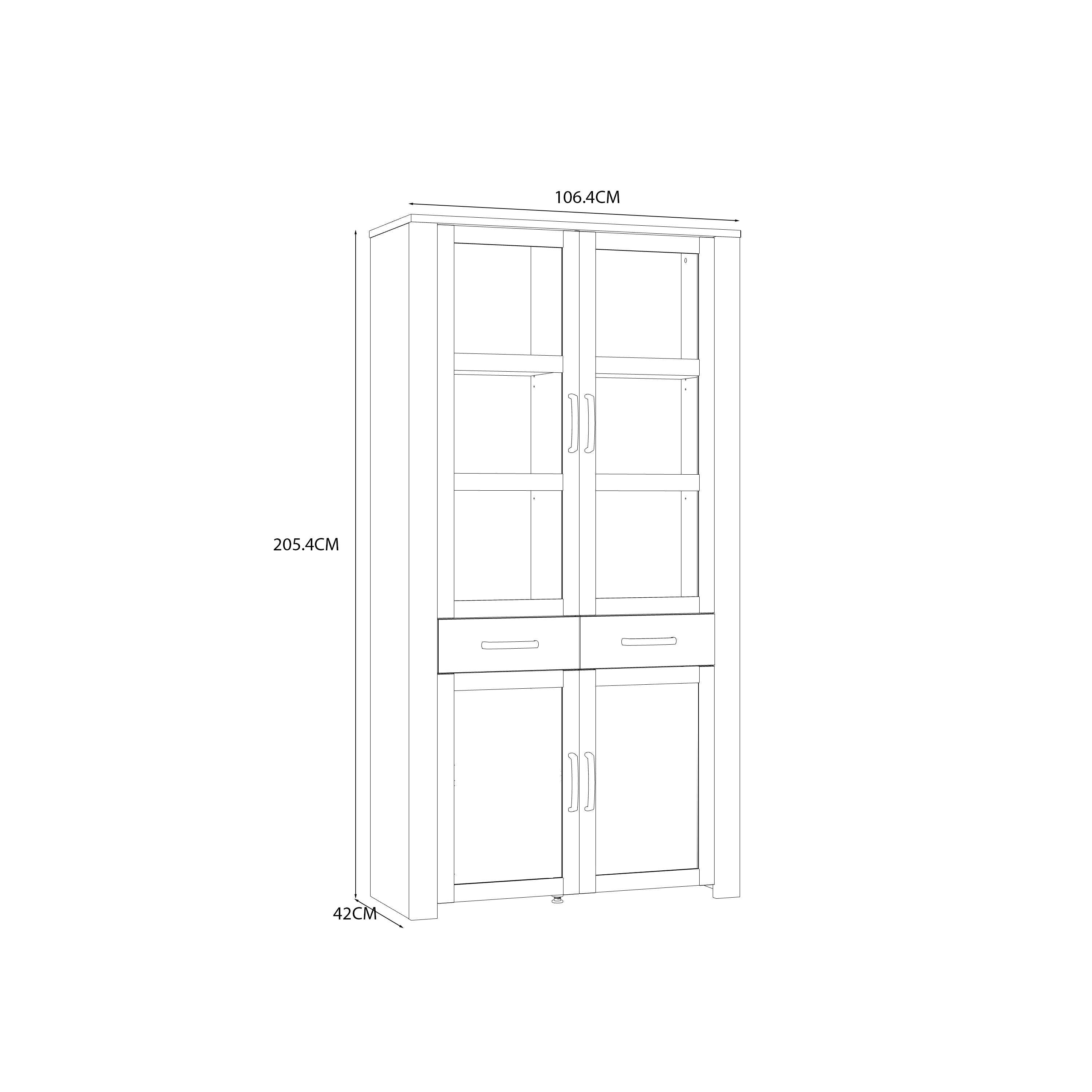 Bohol Display Cabinet 4 Door 2 Drawer in Oak/Navy