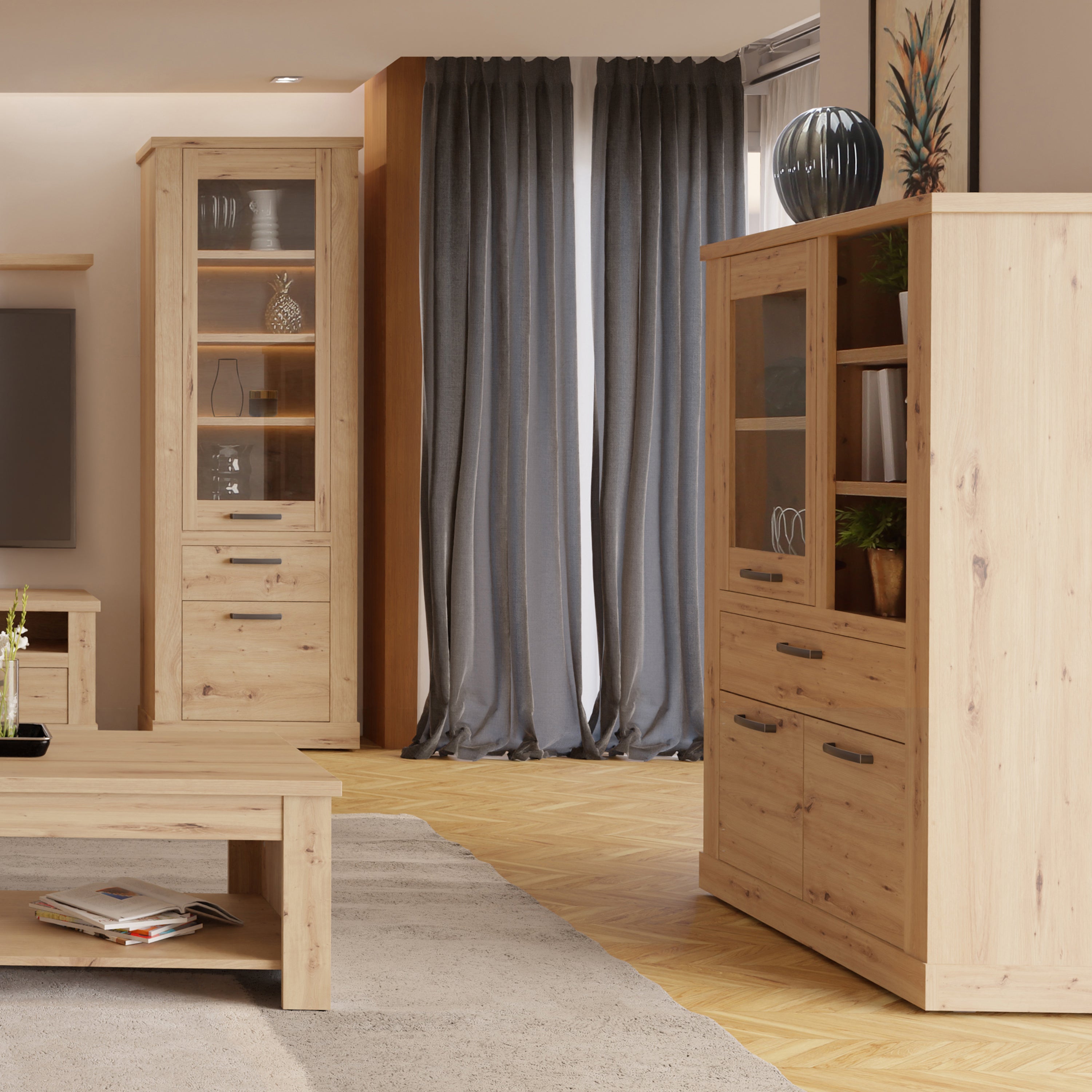 Corona Display Cabinet in Artisan Oak